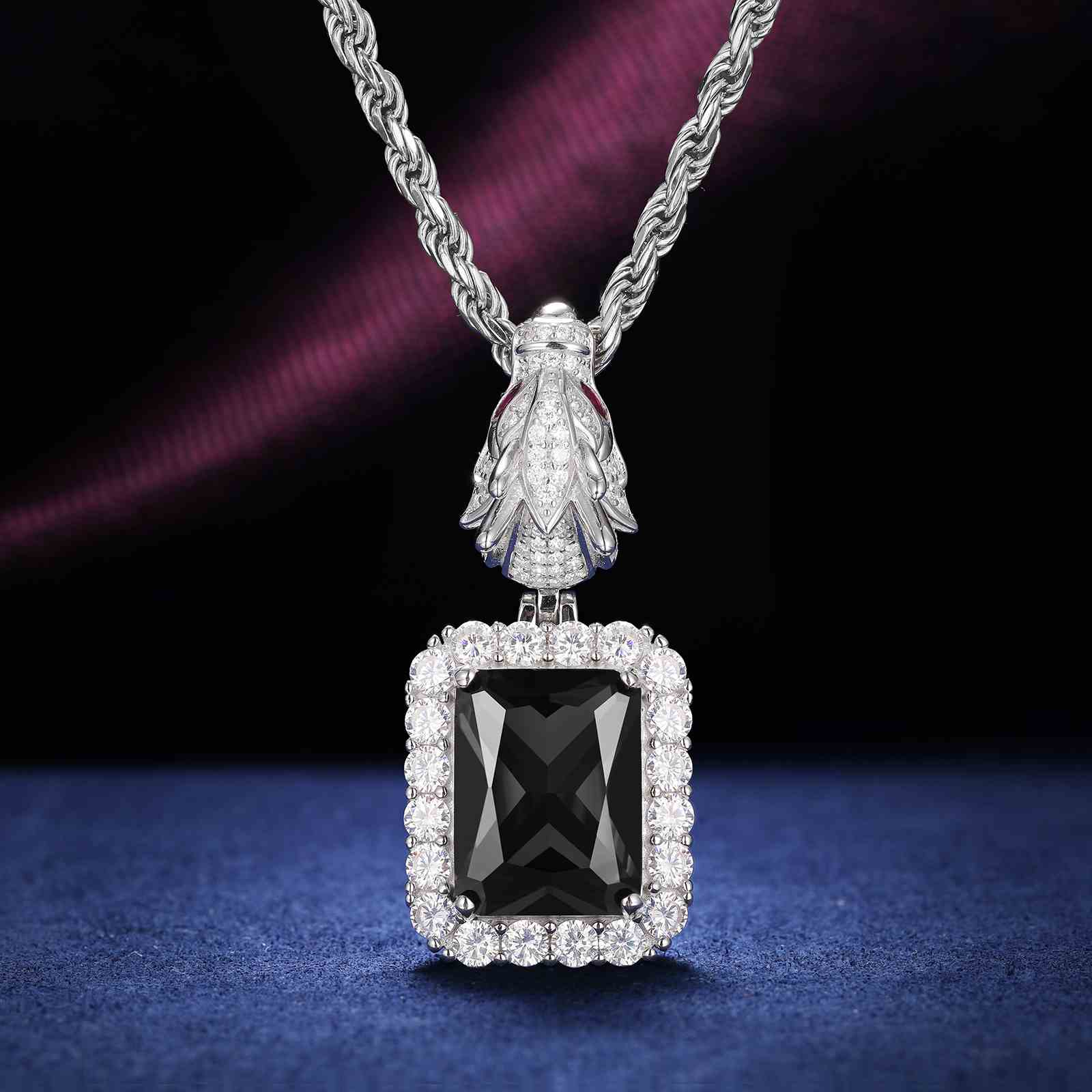 Cushion Cut CZ Dragon Head Clasp Pendant
