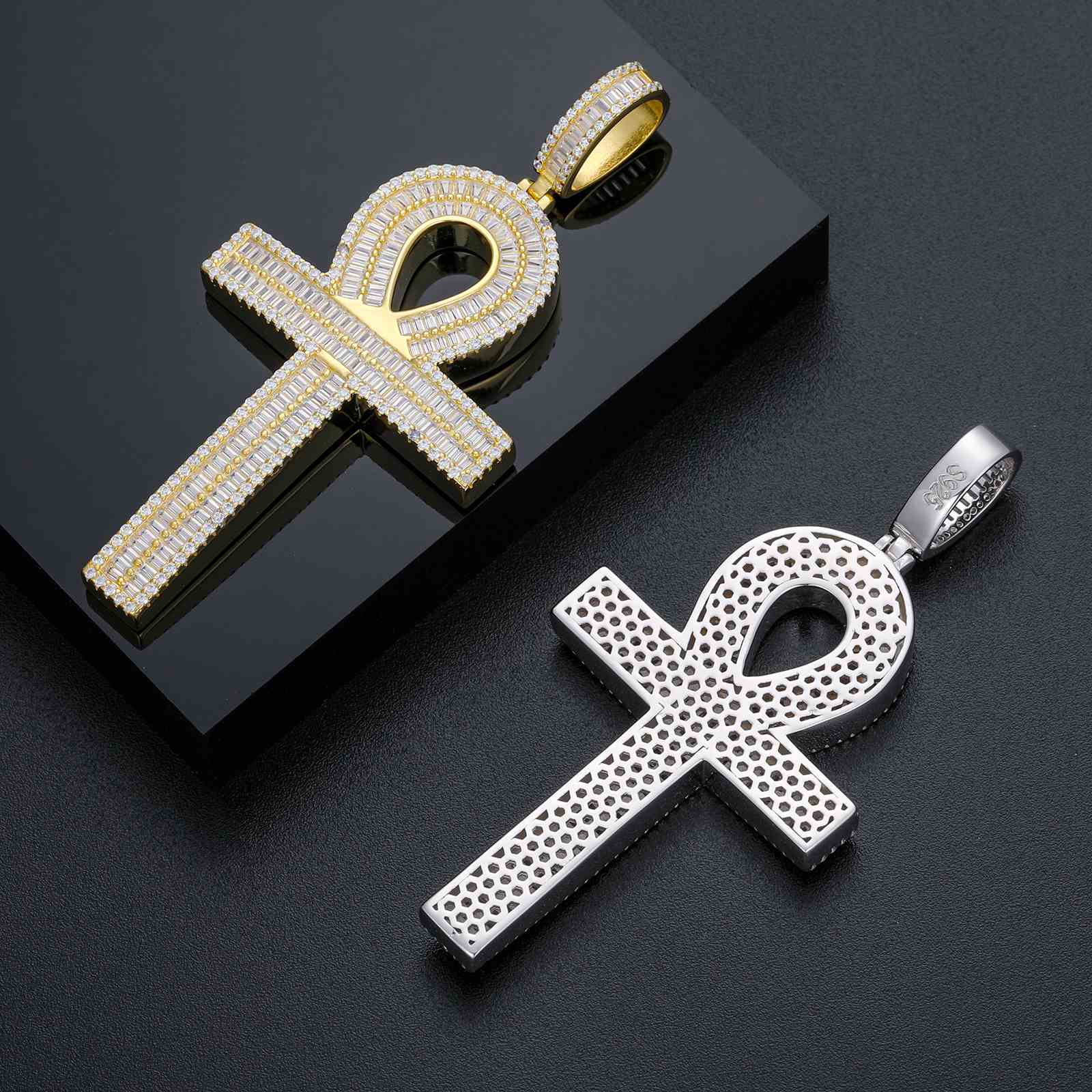 3 Size Baguette Ankh Cross Pendant