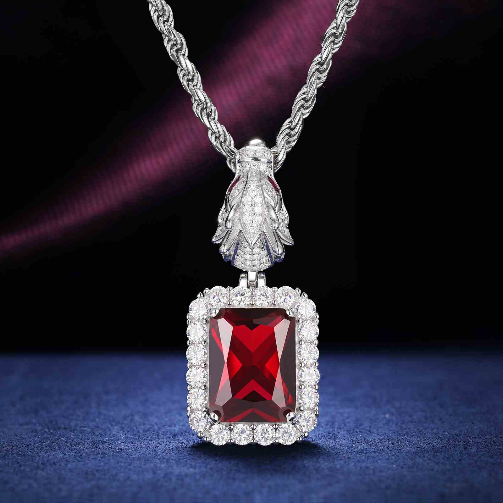 Cushion Cut CZ Dragon Head Clasp Pendant