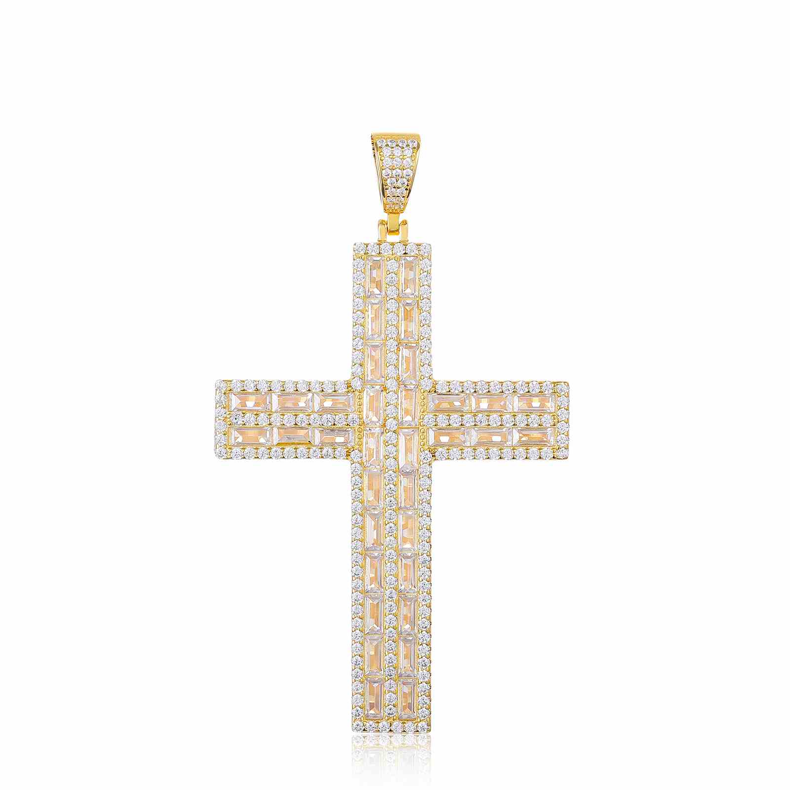 5 Rows Baguette Cross Pendant
