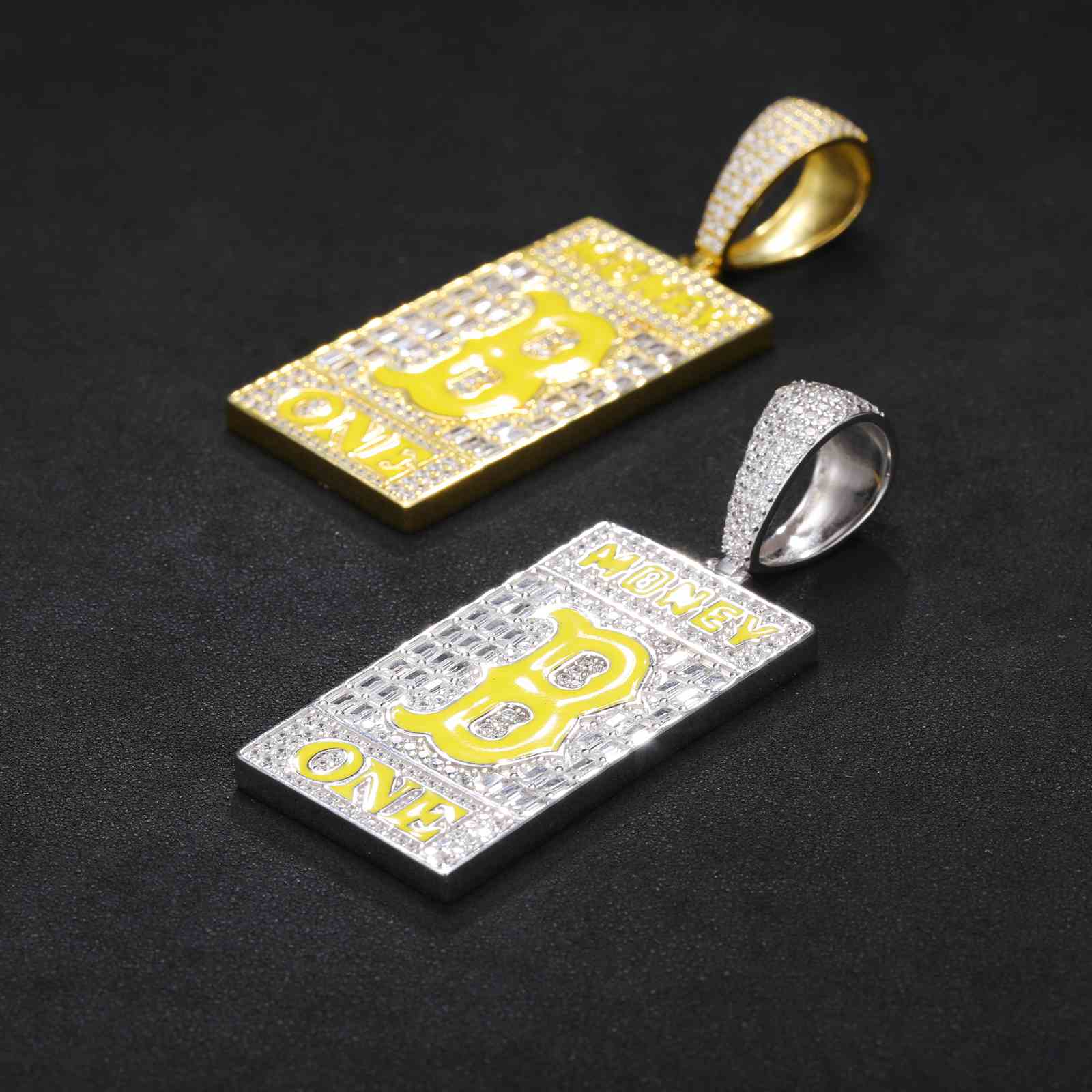 Baguette Tag Glowing Letter Pendant