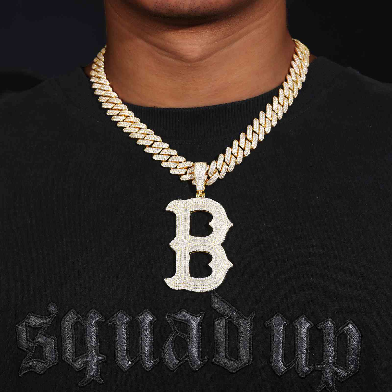 Big Size Baguette Diamond 26 Letters Pendant