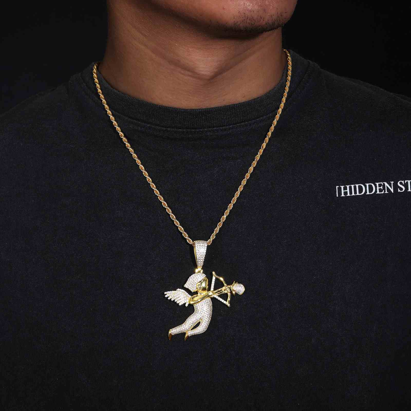 Angel Cupids Rose Arrow Pendant