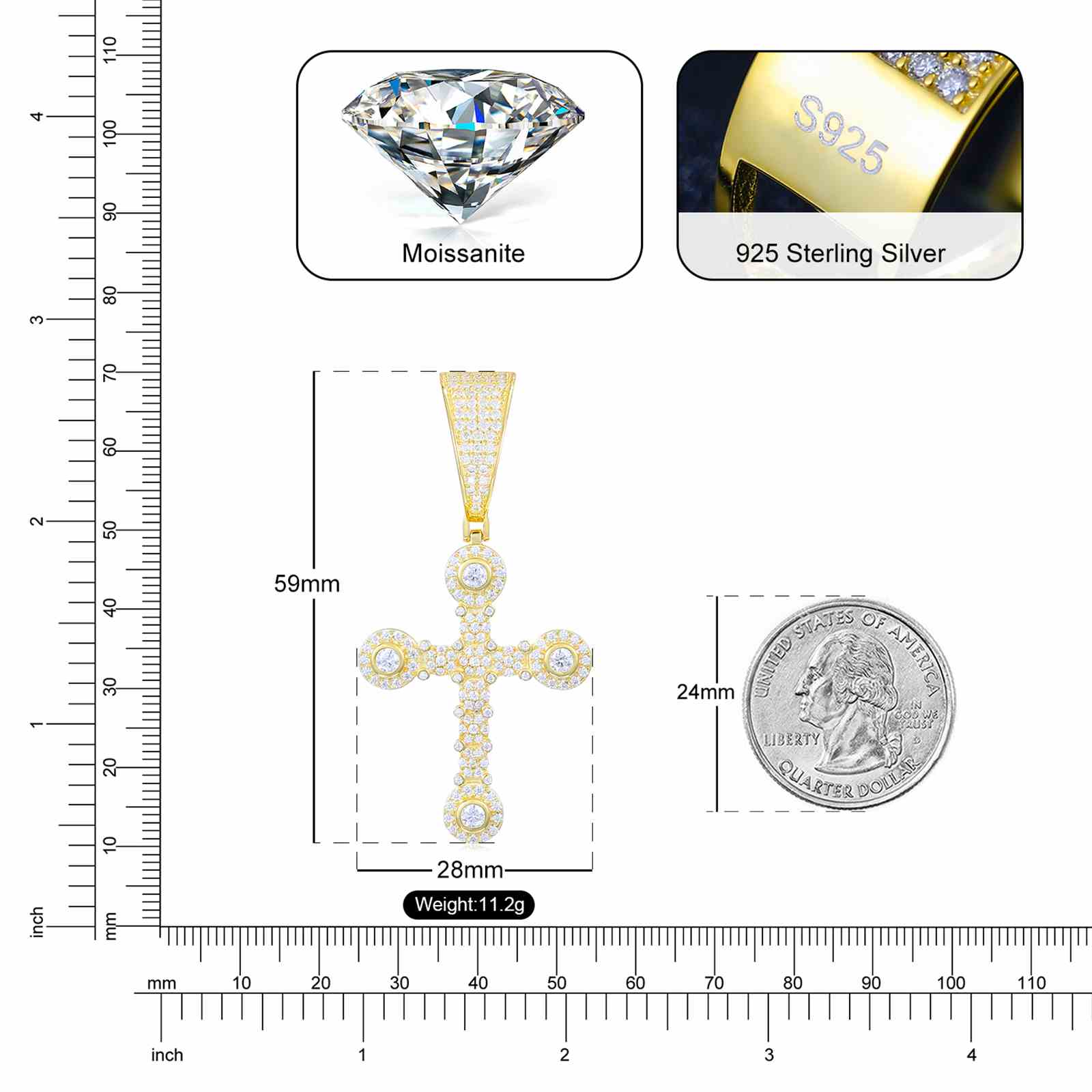Star-studded Cross Pendant