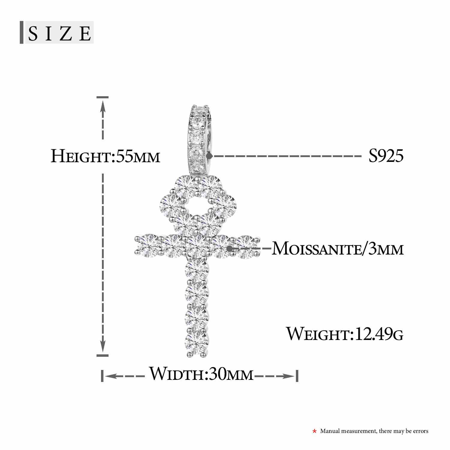 1 Row Ankh Cross Pendant