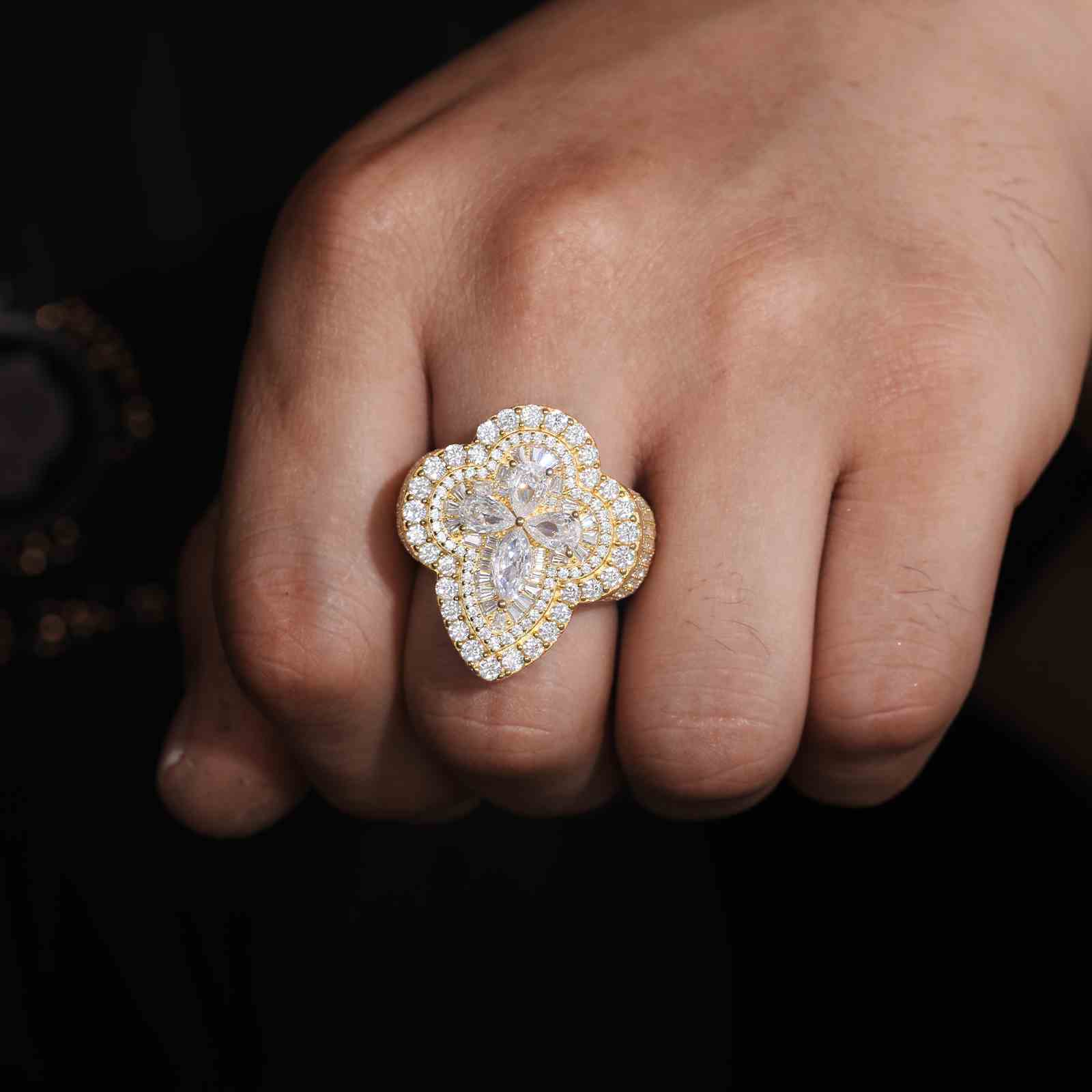 Pear Cut Clover Engagement Ring
