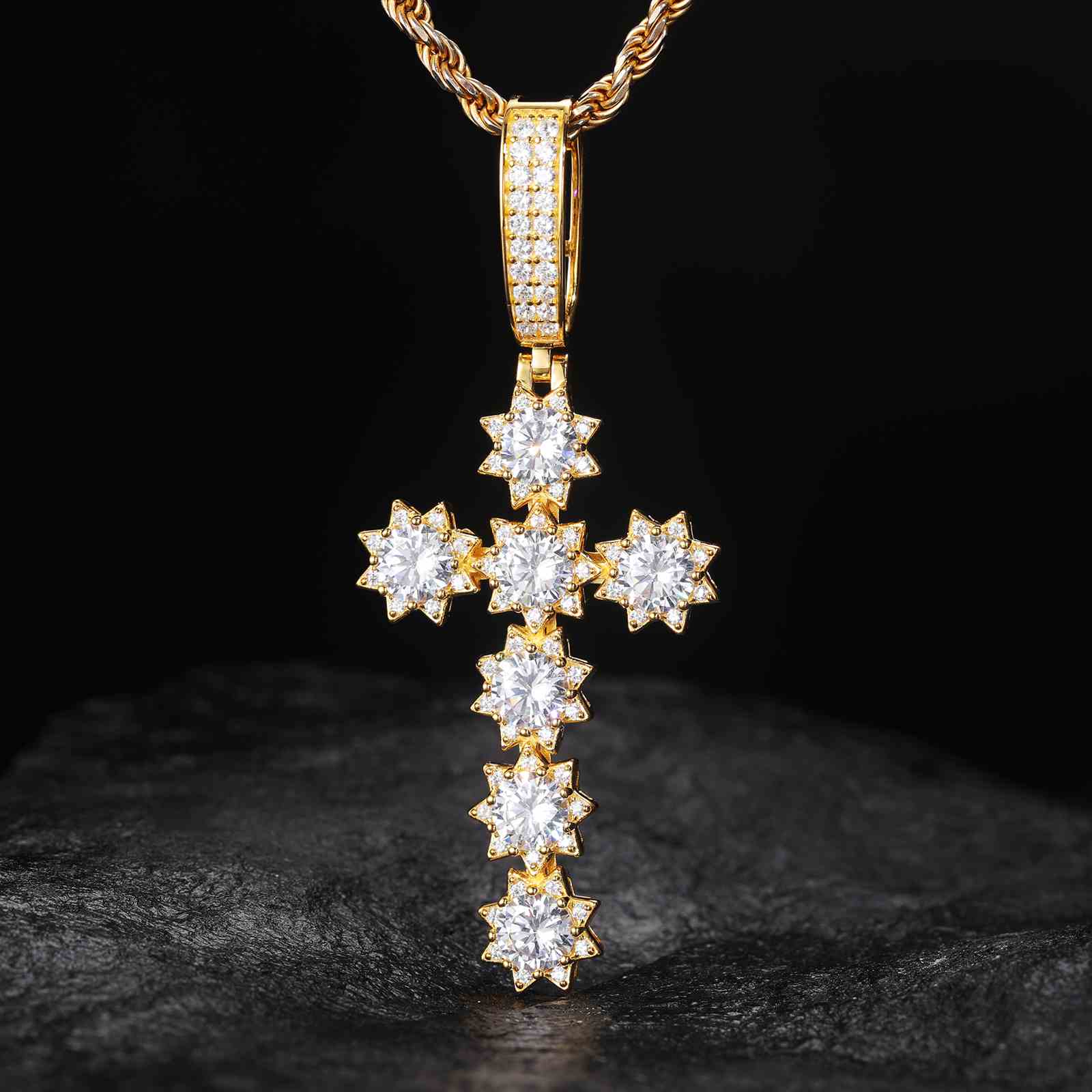 S925 Moissanite Sunshine Cross Pendant