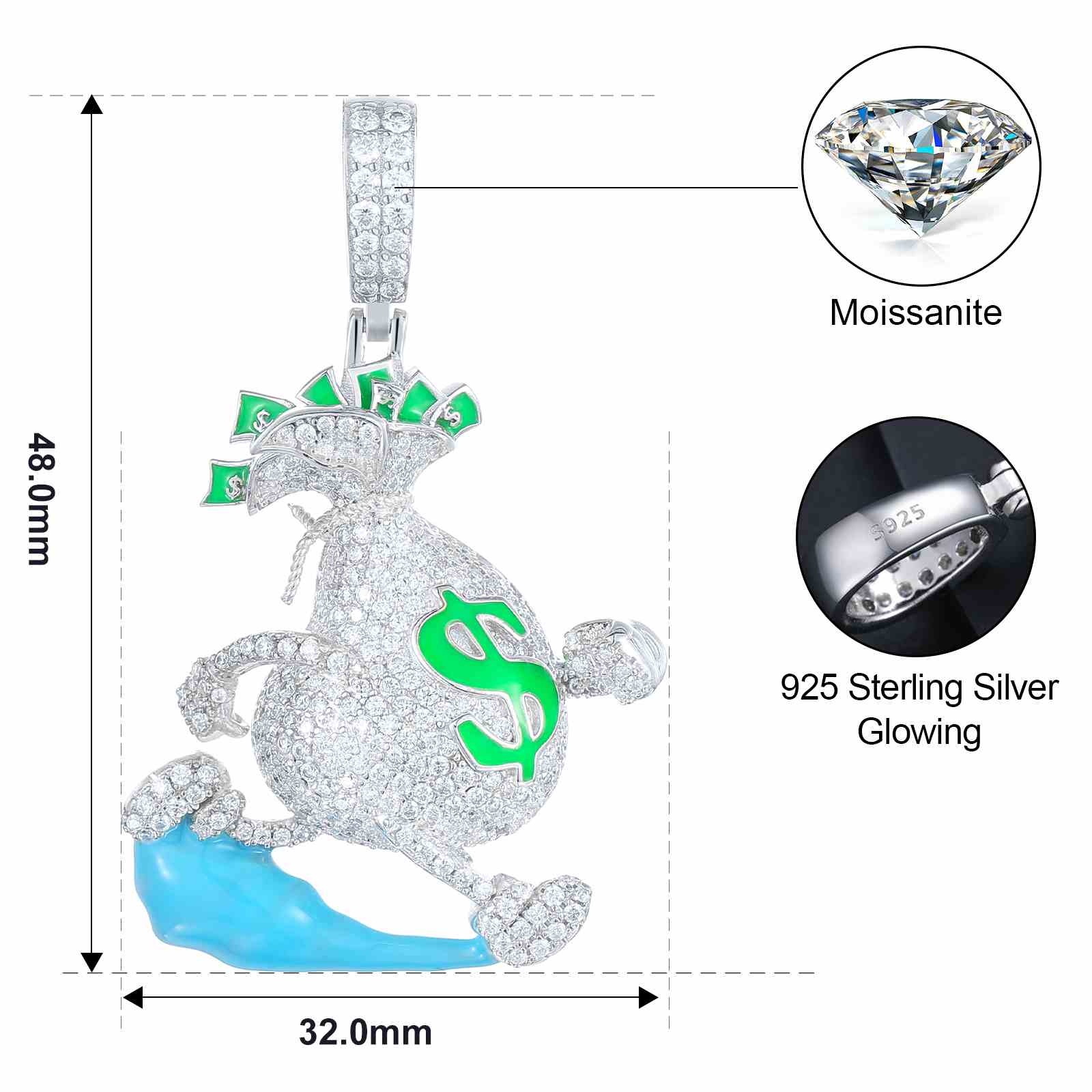 Glow In The Dark Money Bag Pendant