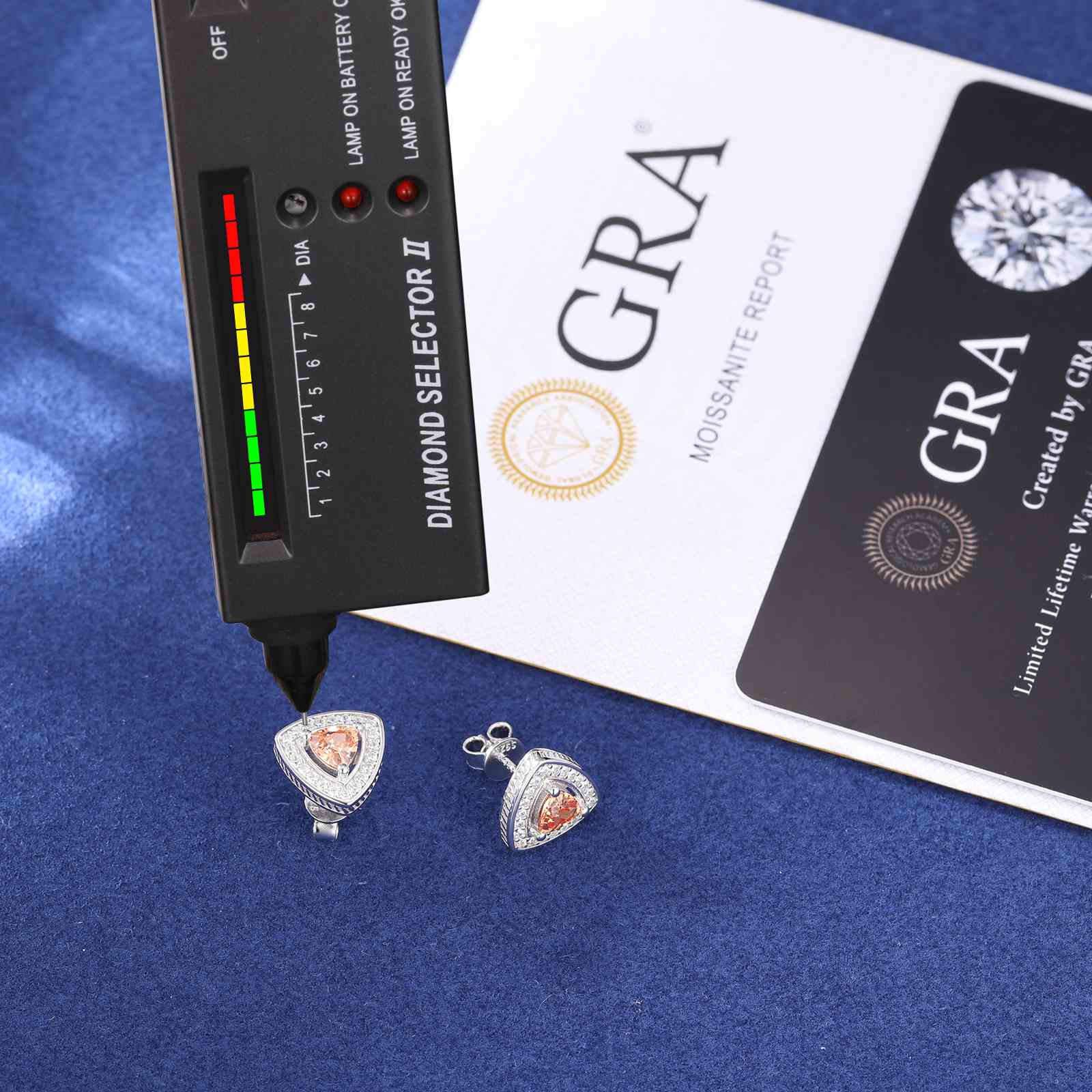 Triangle Color CZ Halo Stud Earring