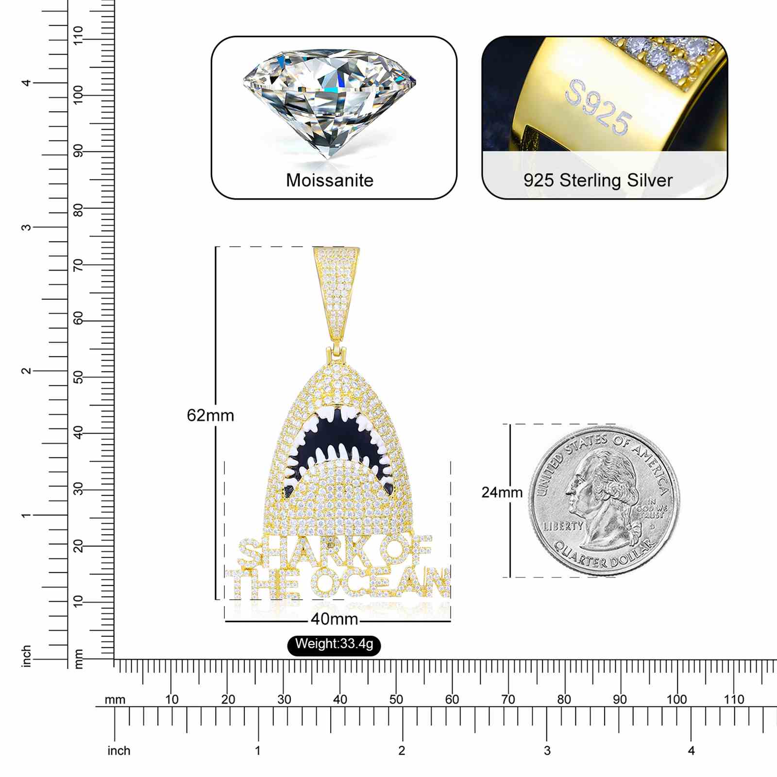 Shark Head Letter Pendant