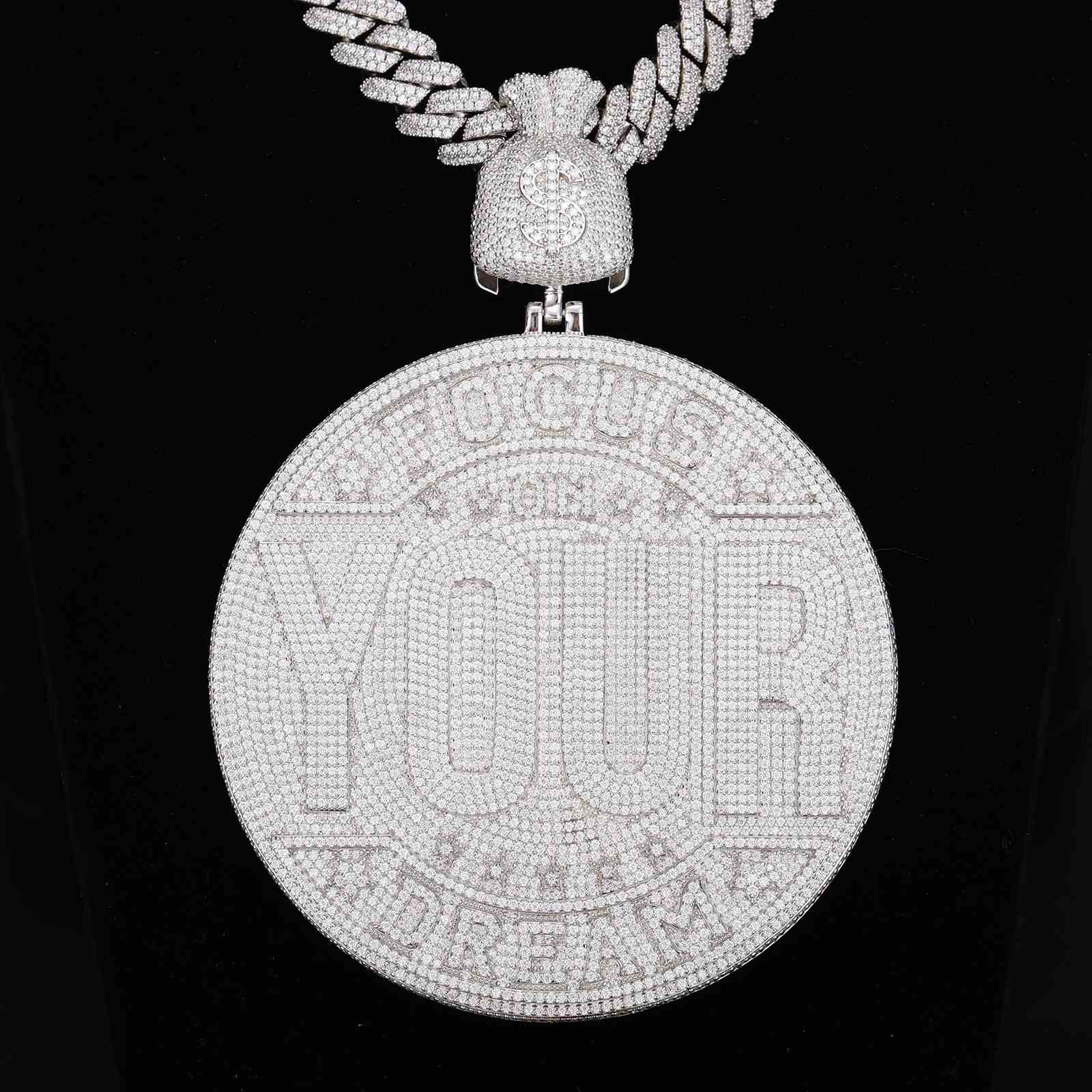 Letter Circle Pendant With Money Bag