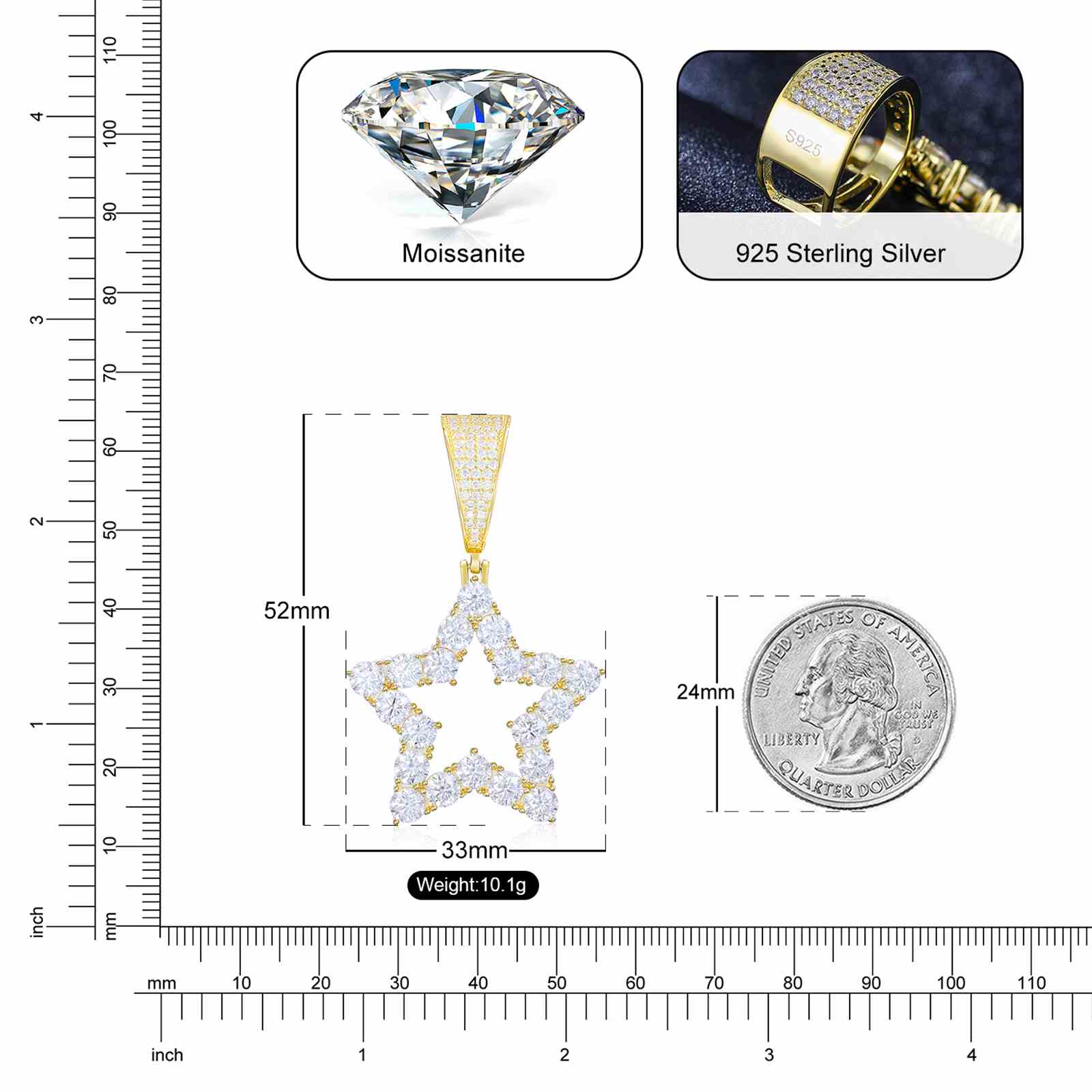1 Row Star Pendant