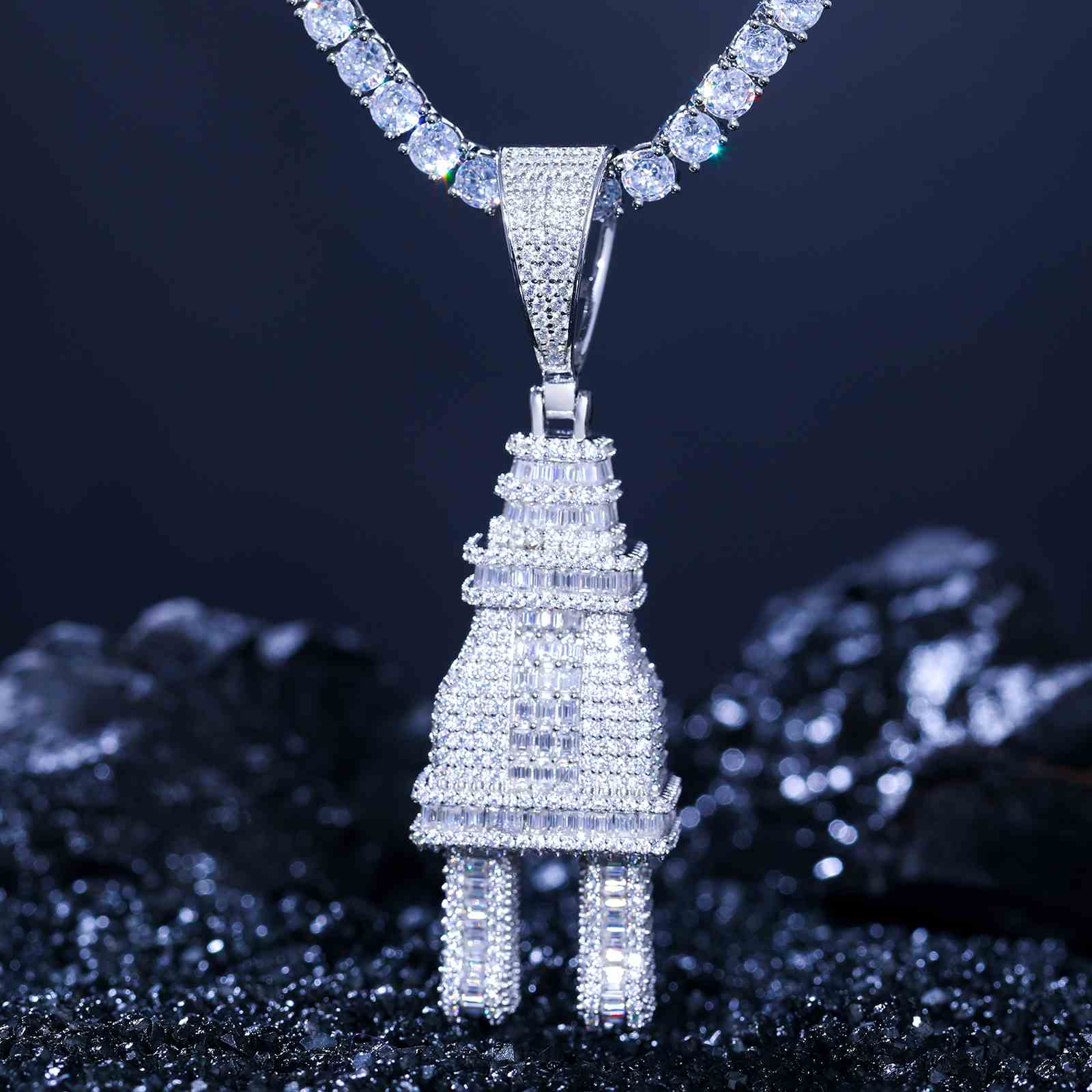Iced Out Baguette Plug Pendant