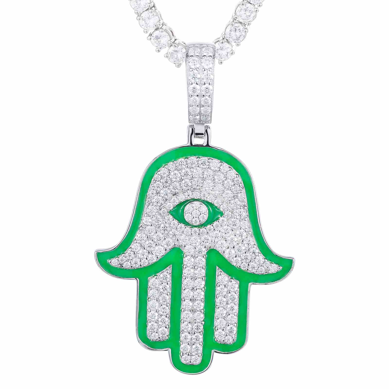 Glowing Evil Eye Hamsa Hand Pendant