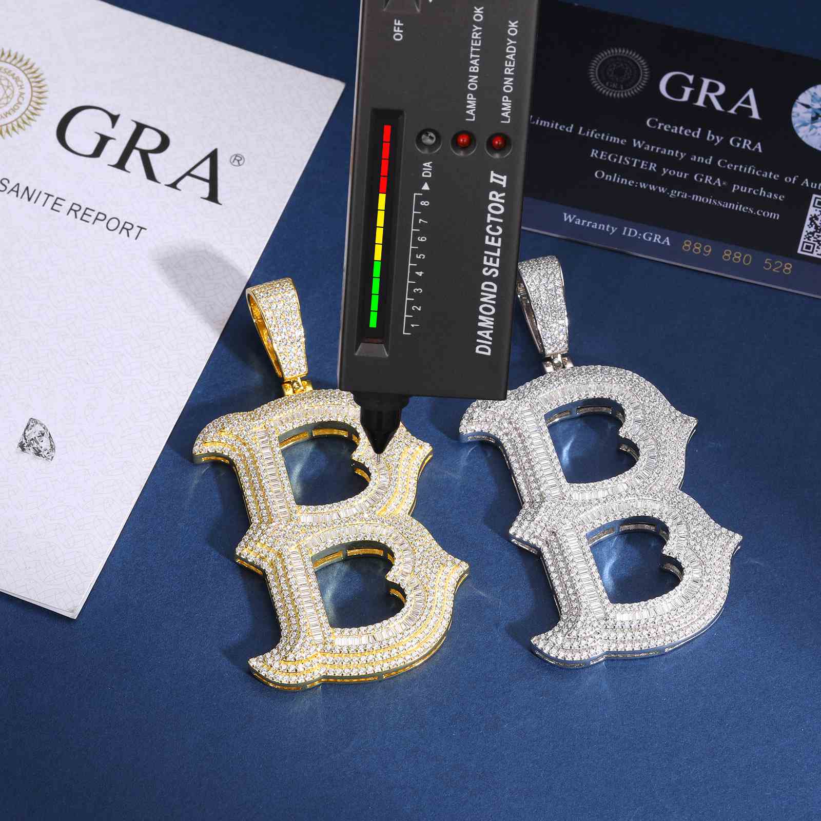 Big Size Baguette Diamond 26 Letters Pendant