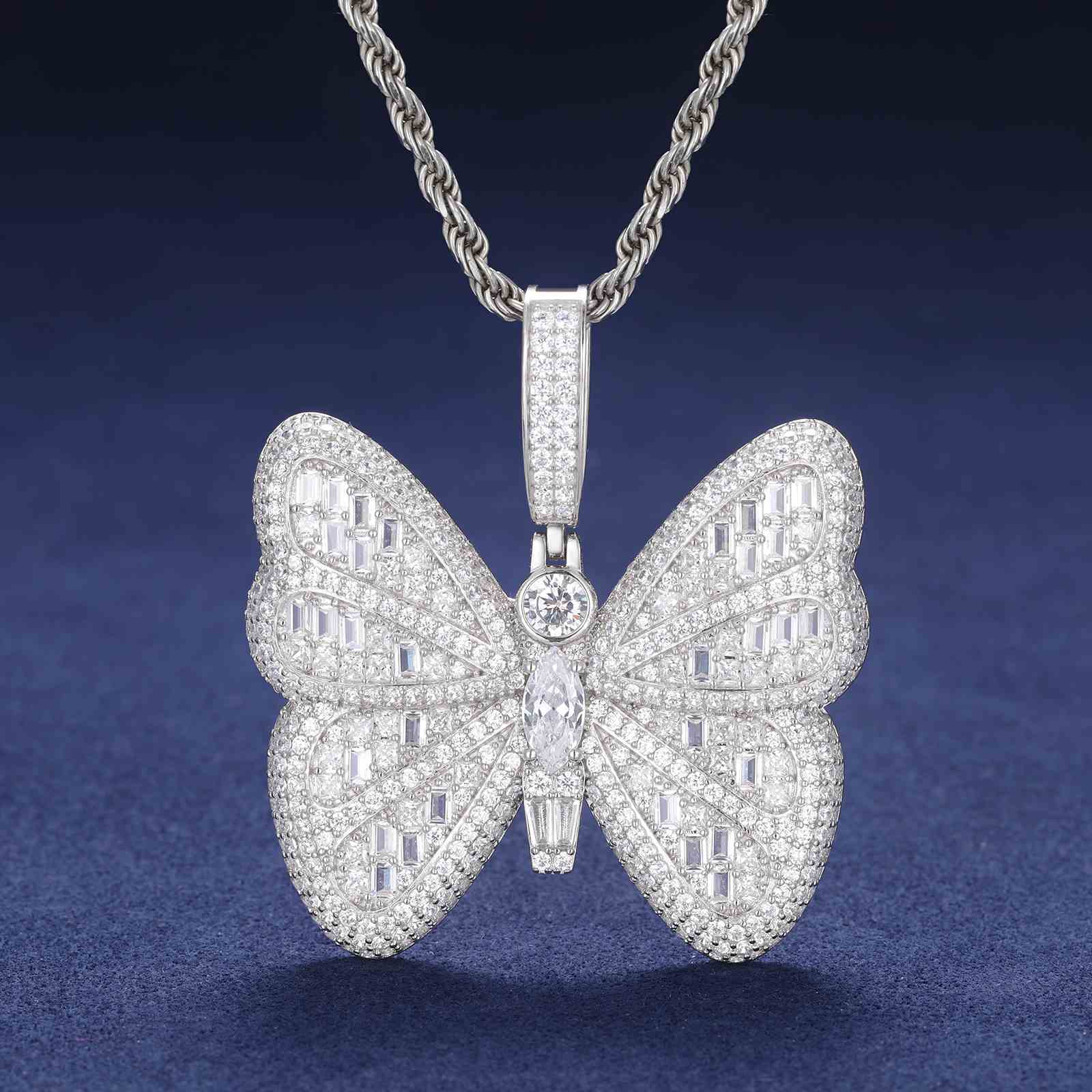 Micro Baguette Butterfly Pendant