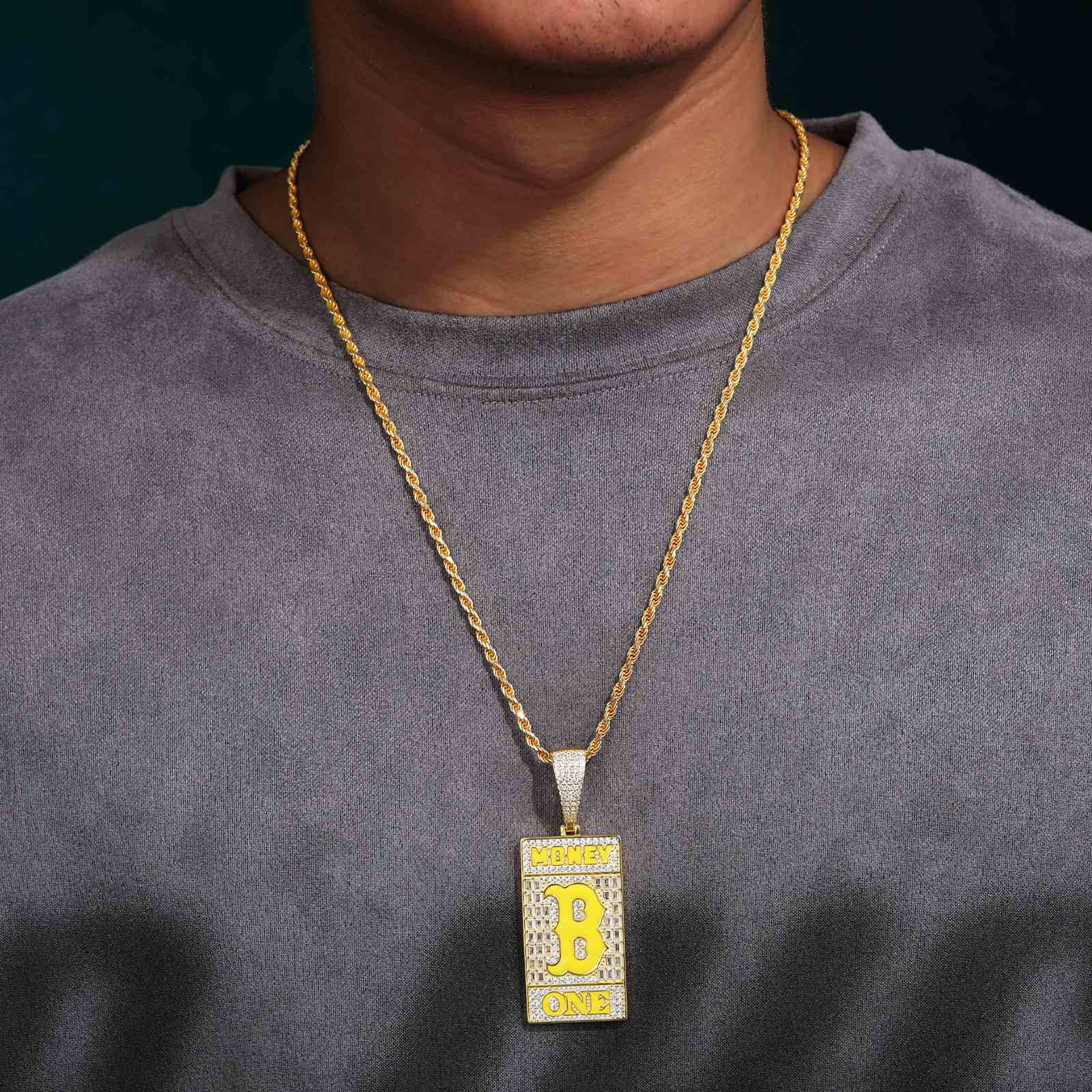 Baguette Tag Glowing Letter Pendant