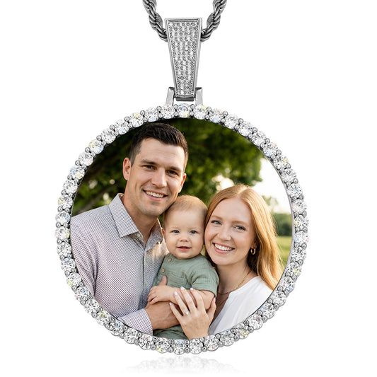 Custom Picture Circle Pendant Iced Hip Hop Photo Jewelry CZP0435