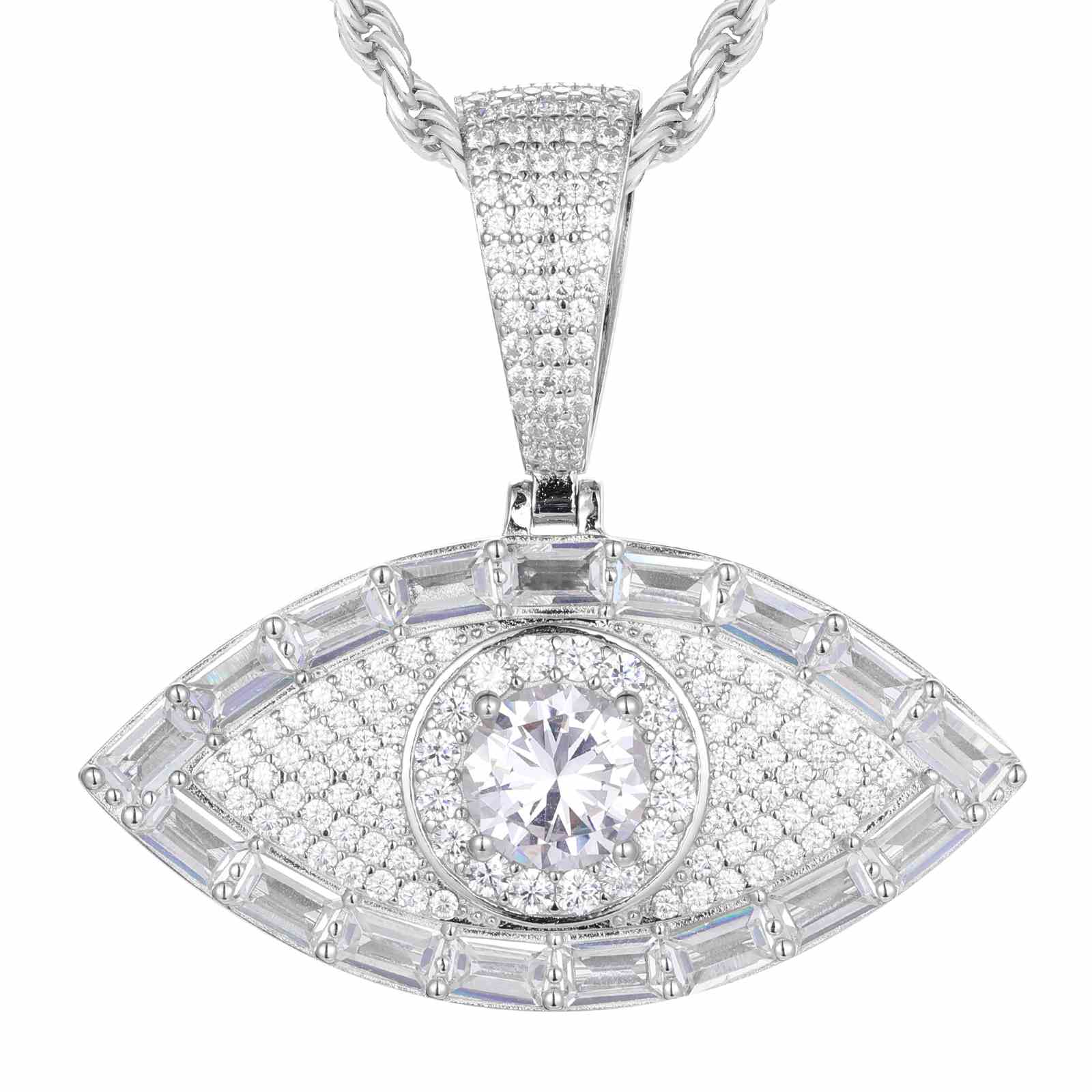 Baguette Evil Eye Pendant