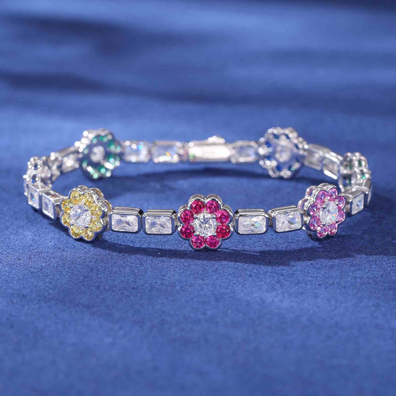 12mm CZ Flower Tennis Bracelet