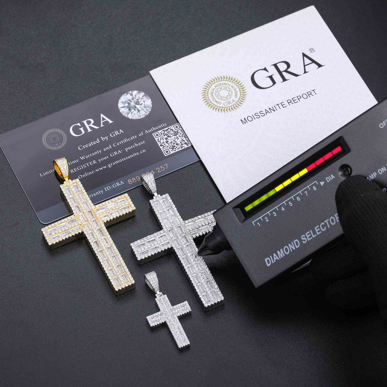 5 Rows Baguette Cross Pendant
