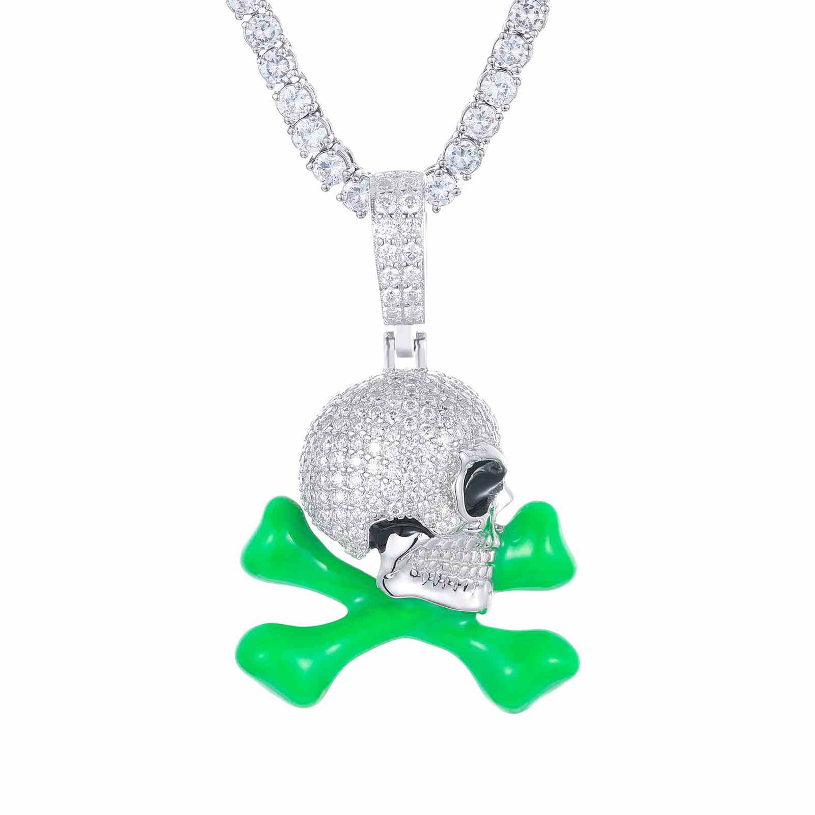 Glowing Skeleton Danger Sign Pendant