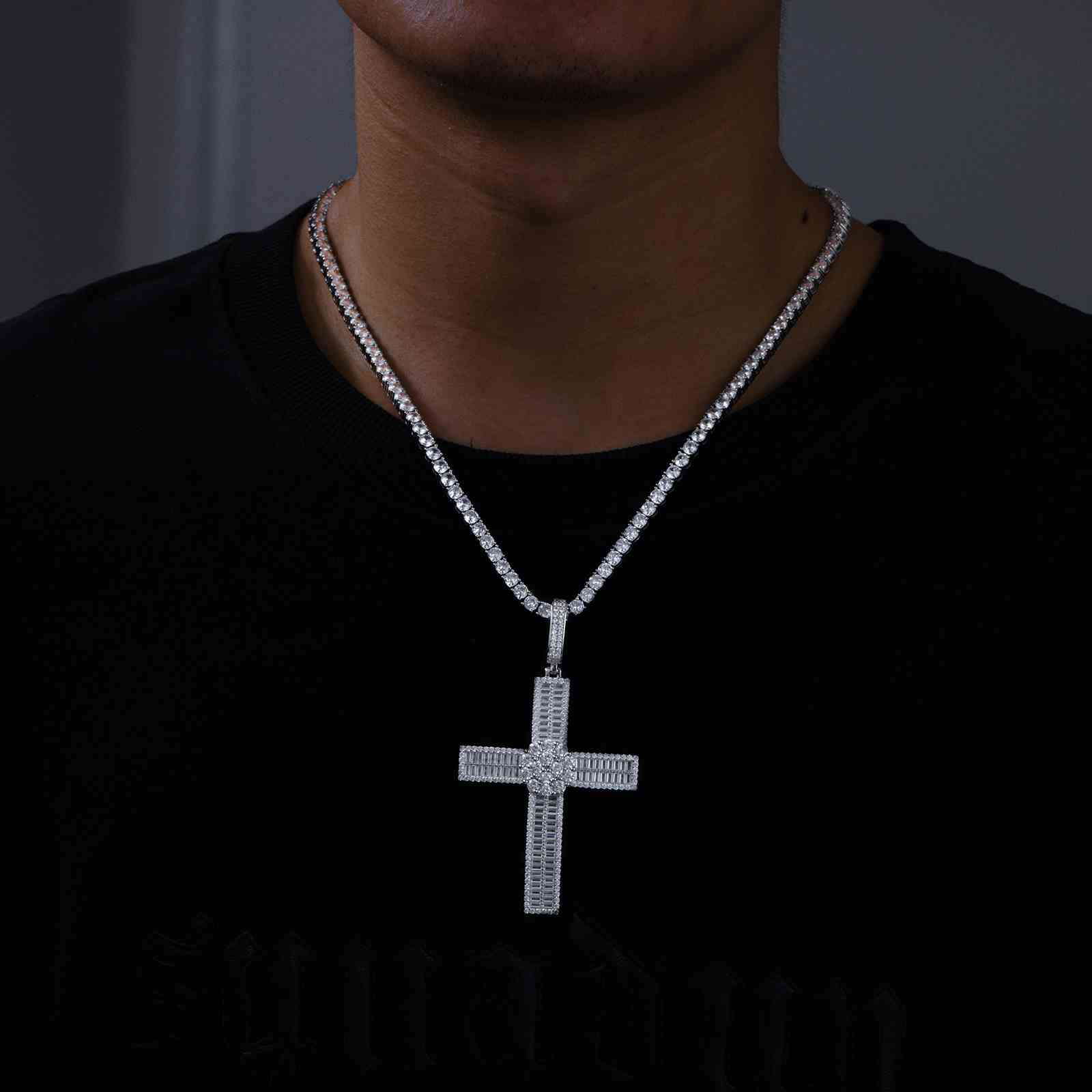Micro Baguette Cross Pendant