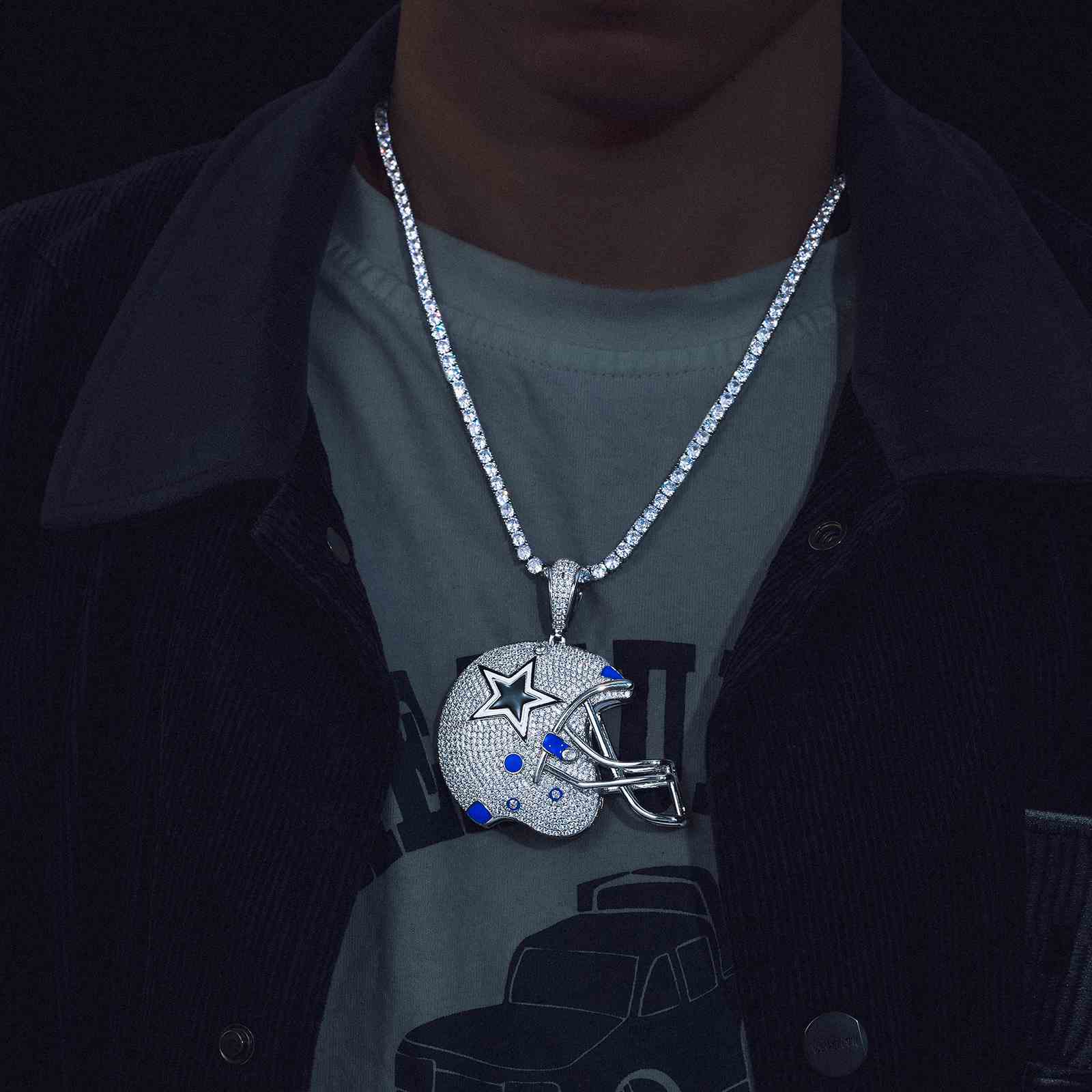 Sports Baseball Helmet Star Pendant