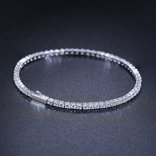 925 Silver Moissanite 2mm Slim Tennis Bracelet TQB0045