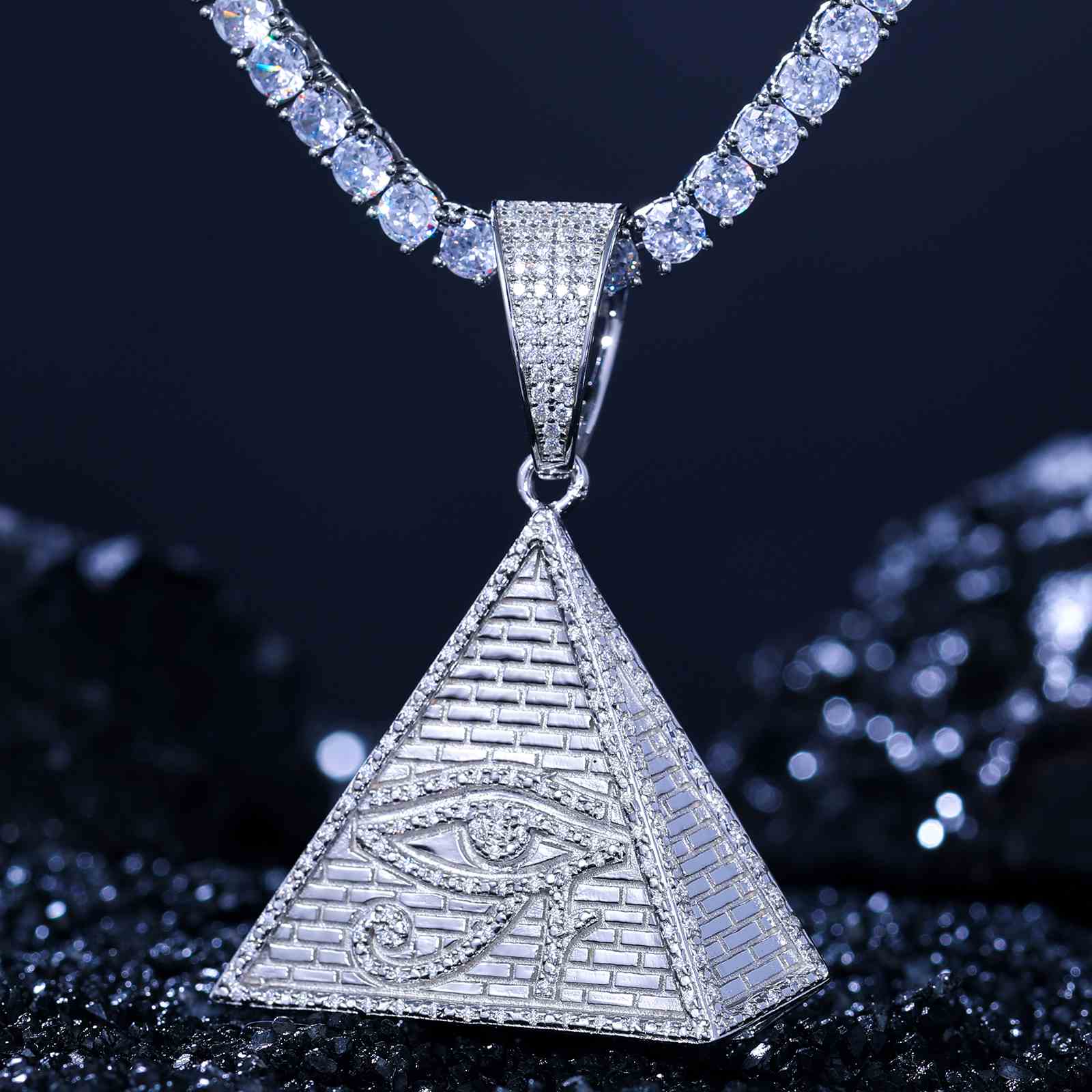 Pyramid Pendant With Evil Eye Pattern
