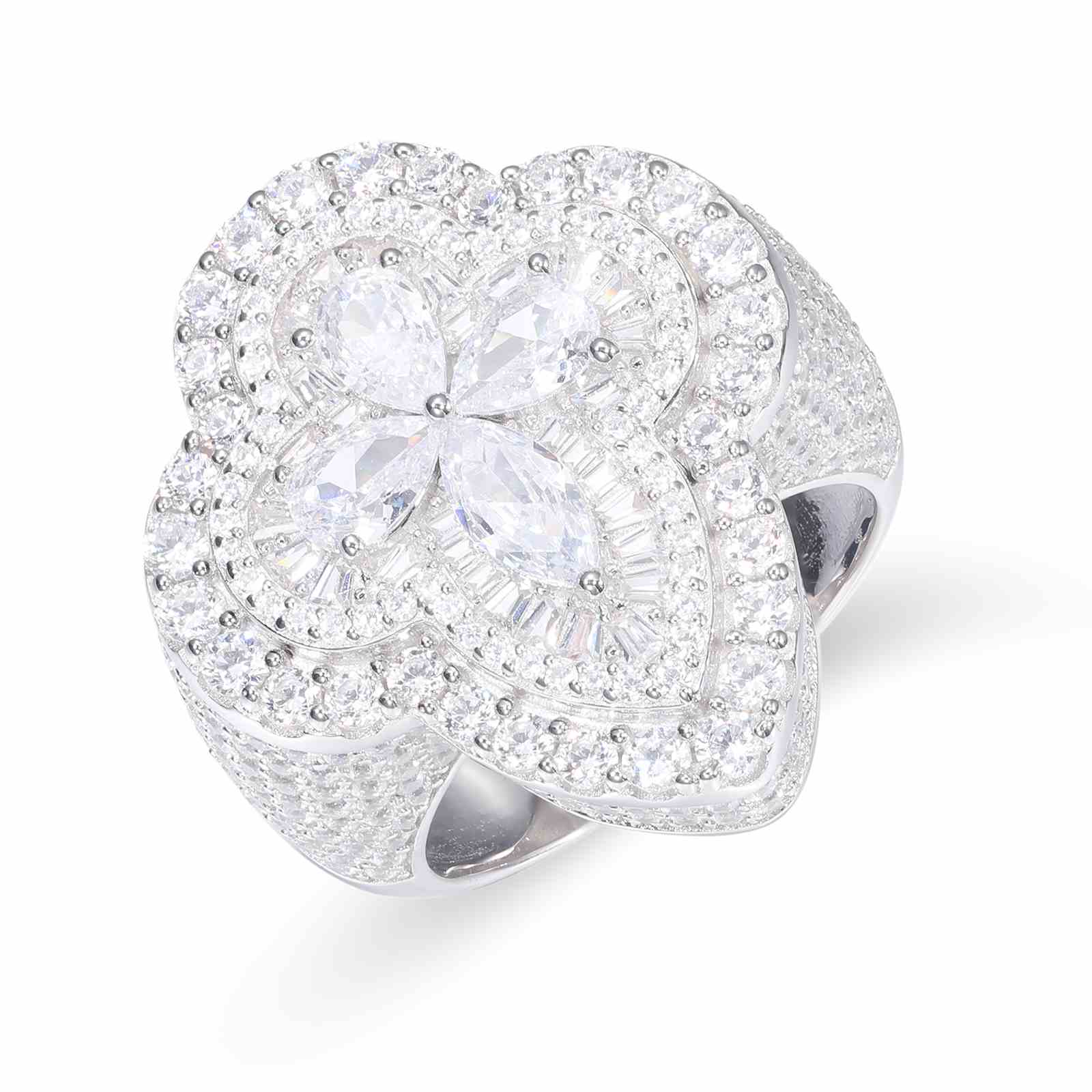 Pear Cut Clover Engagement Ring