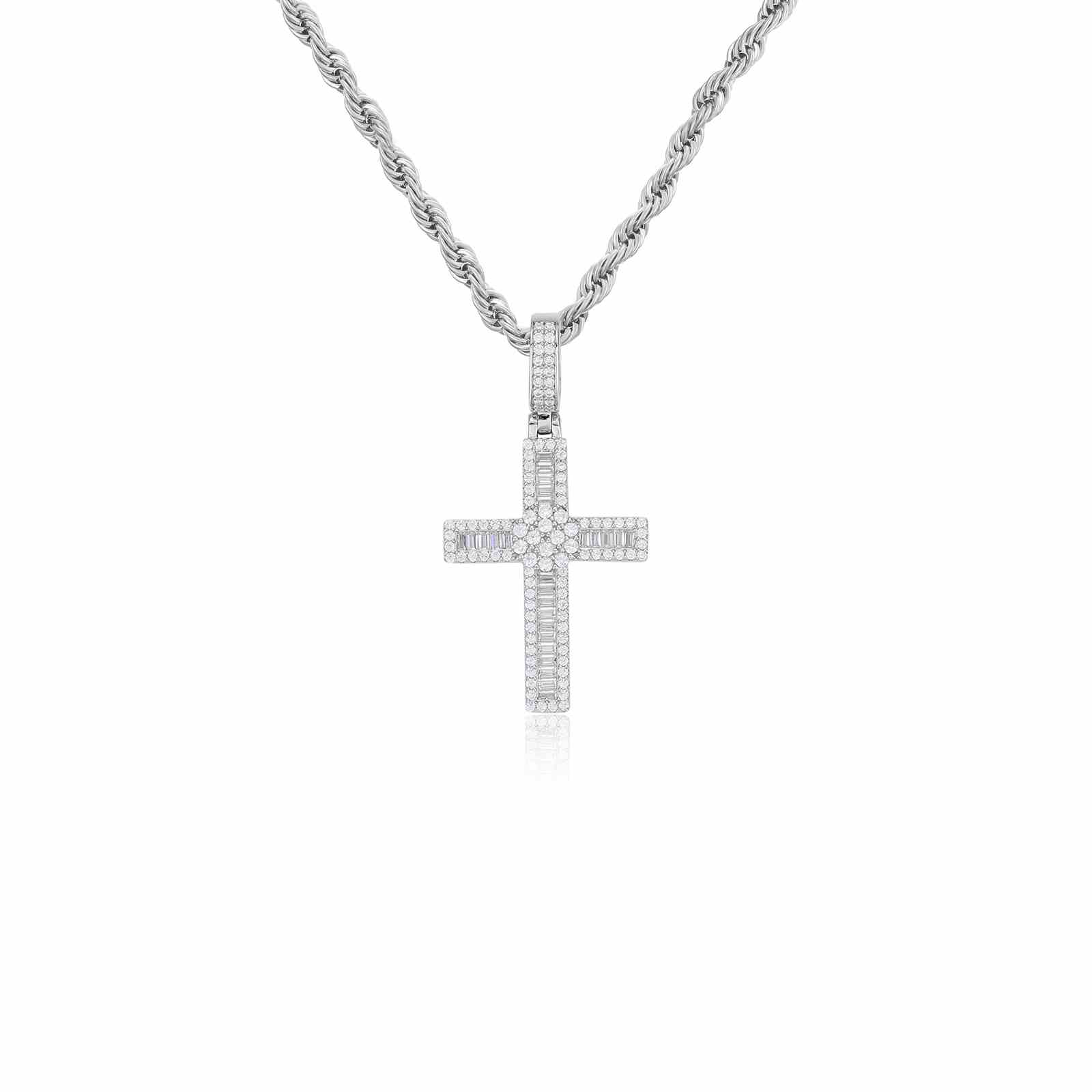 Micro Baguette Cross Pendant