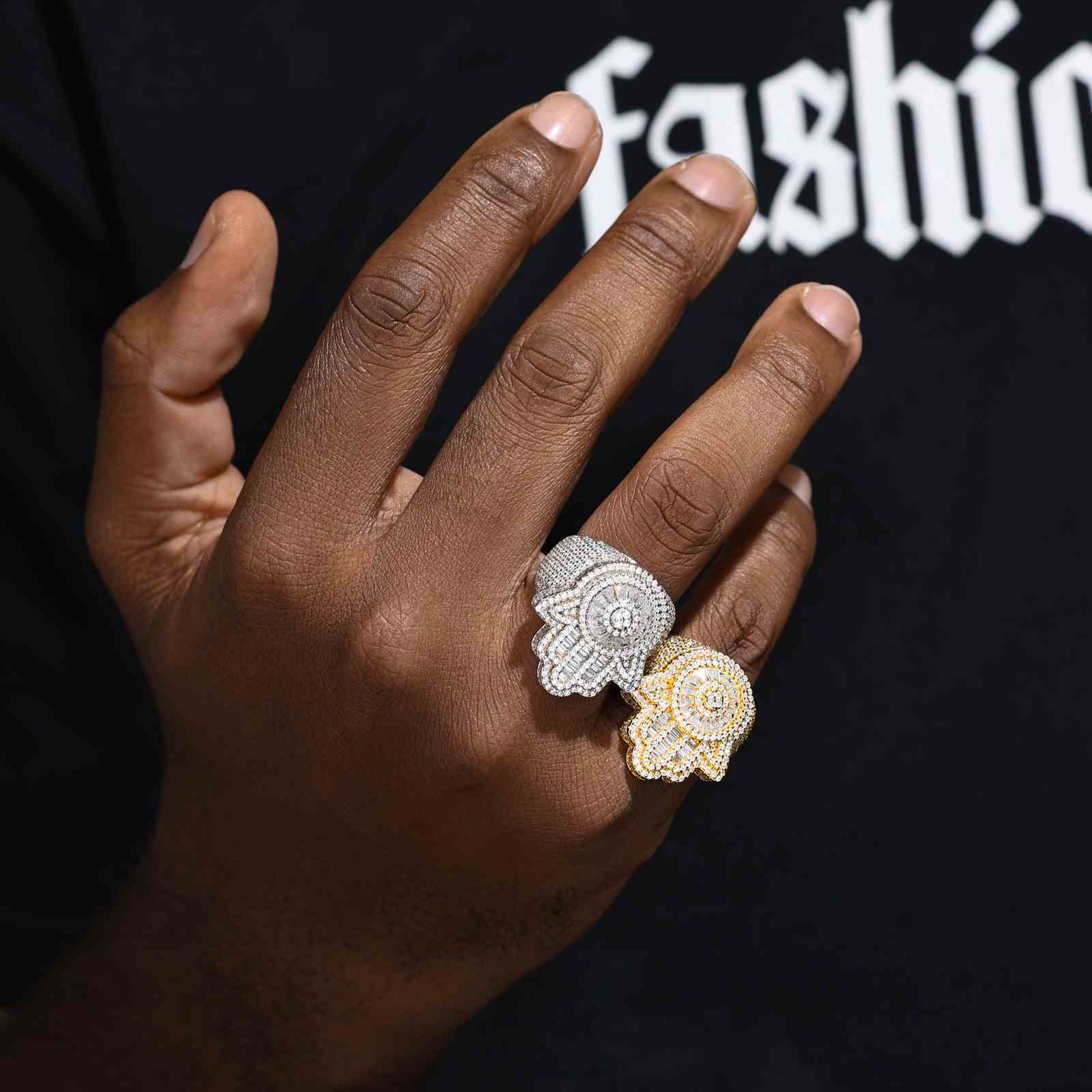 Baguette Hamsa Hand Ring