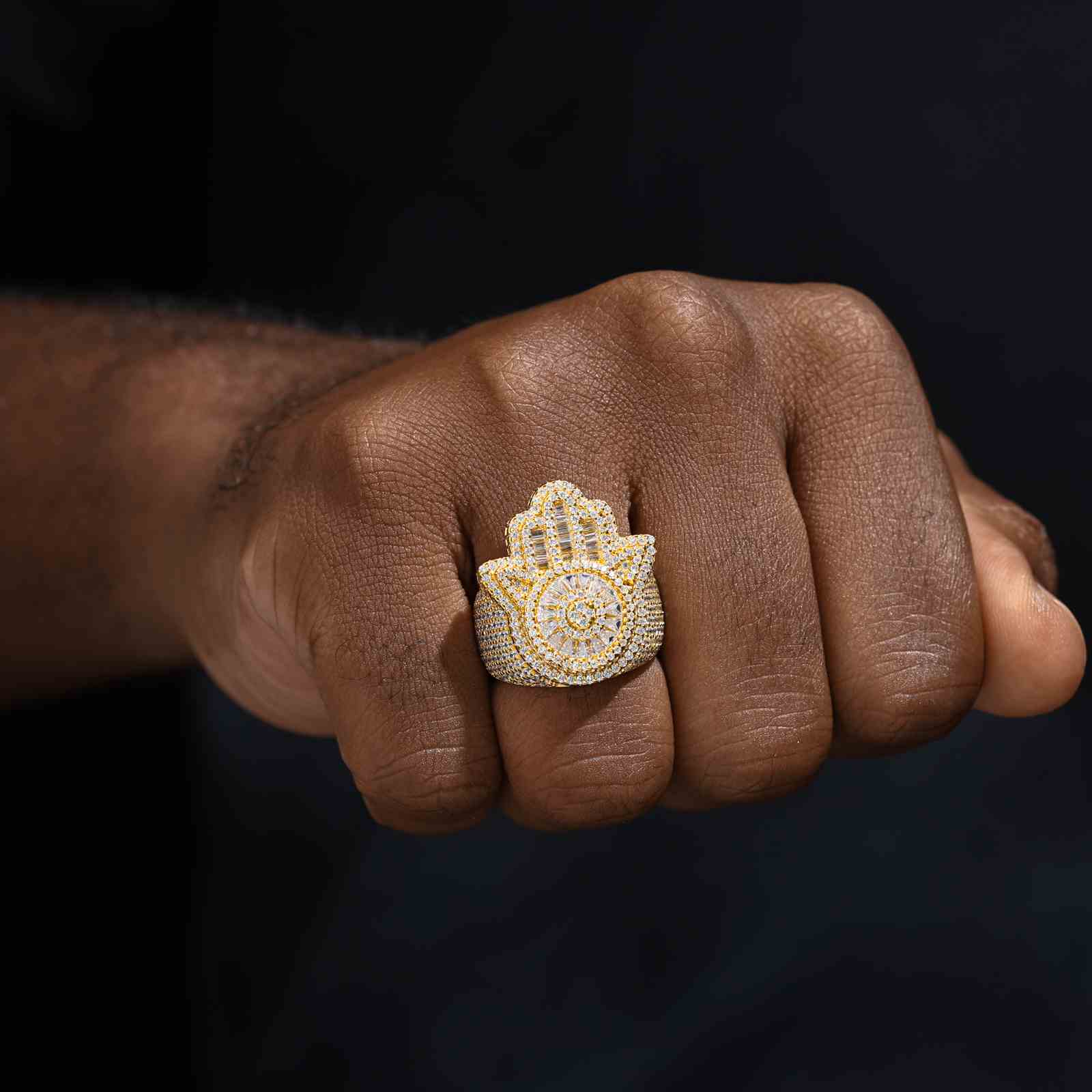 Baguette Hamsa Hand Ring