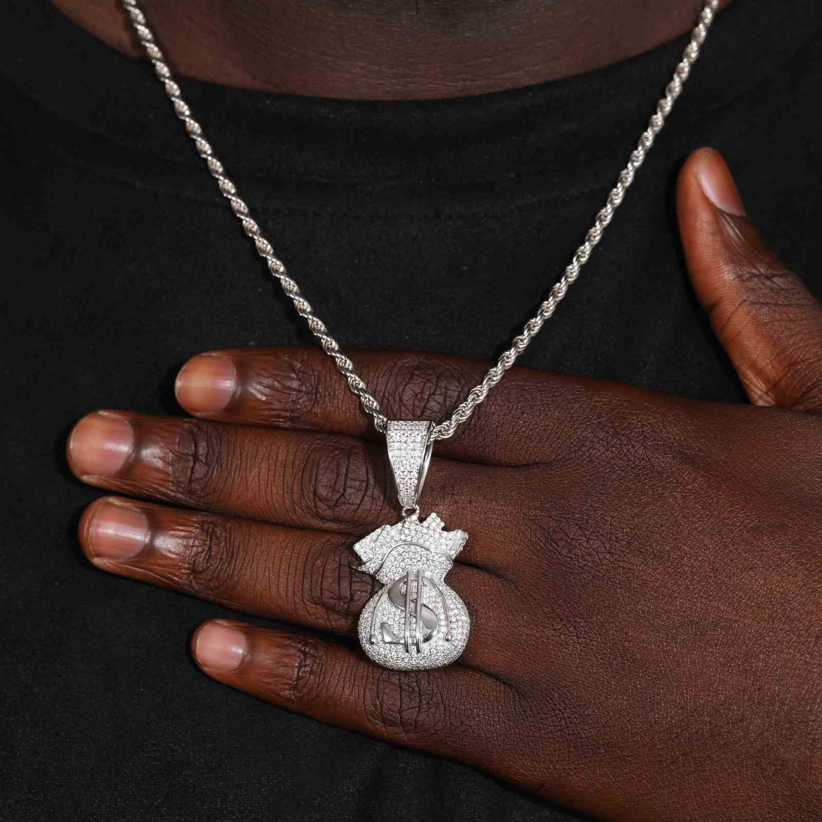 Iced Out Dollar Charm Pendant