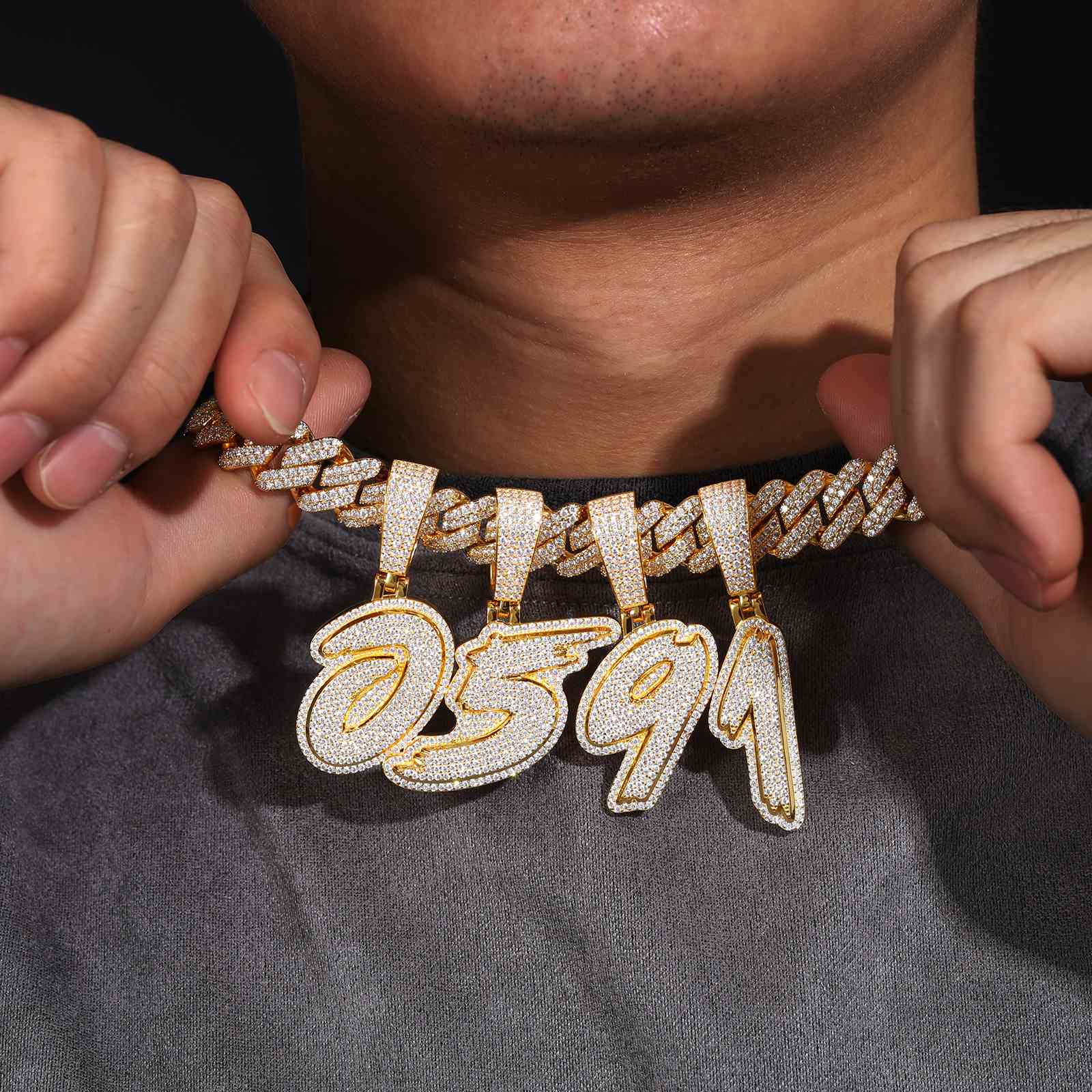 Iced Out Number Pendant