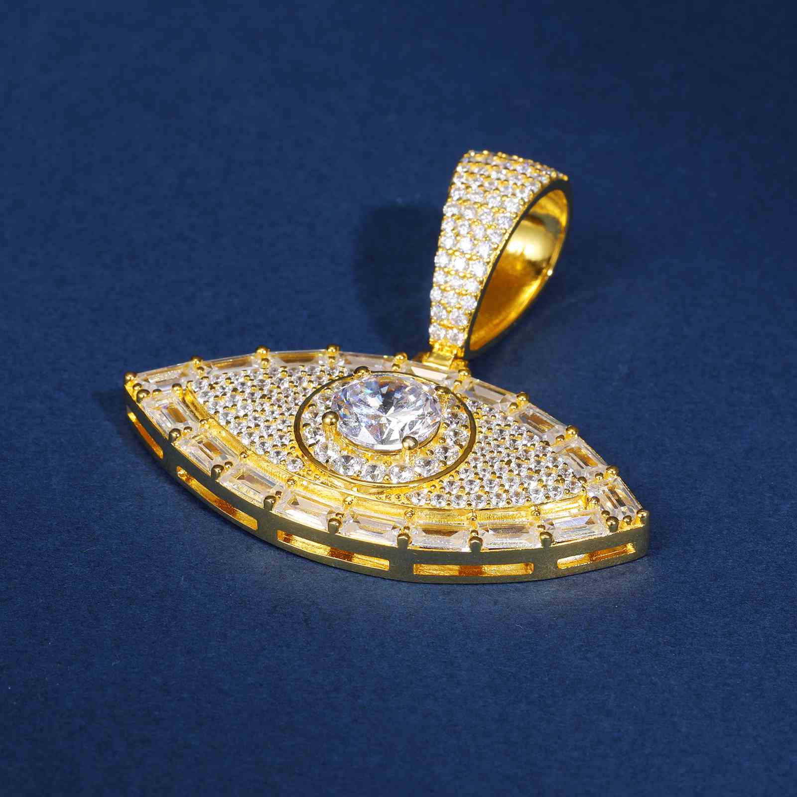 Baguette Evil Eye Pendant