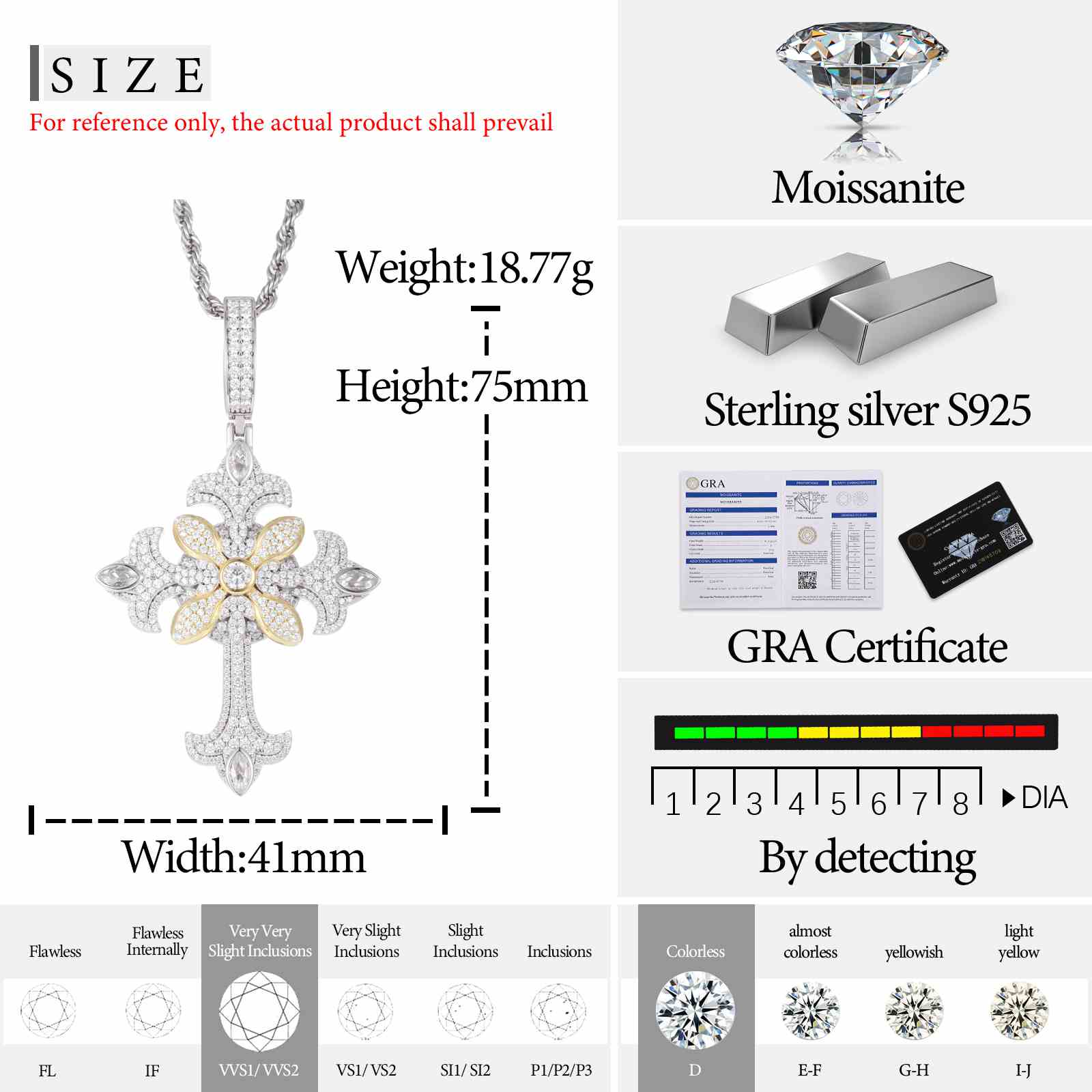 Marquise Cut Crocus Cross Pendant