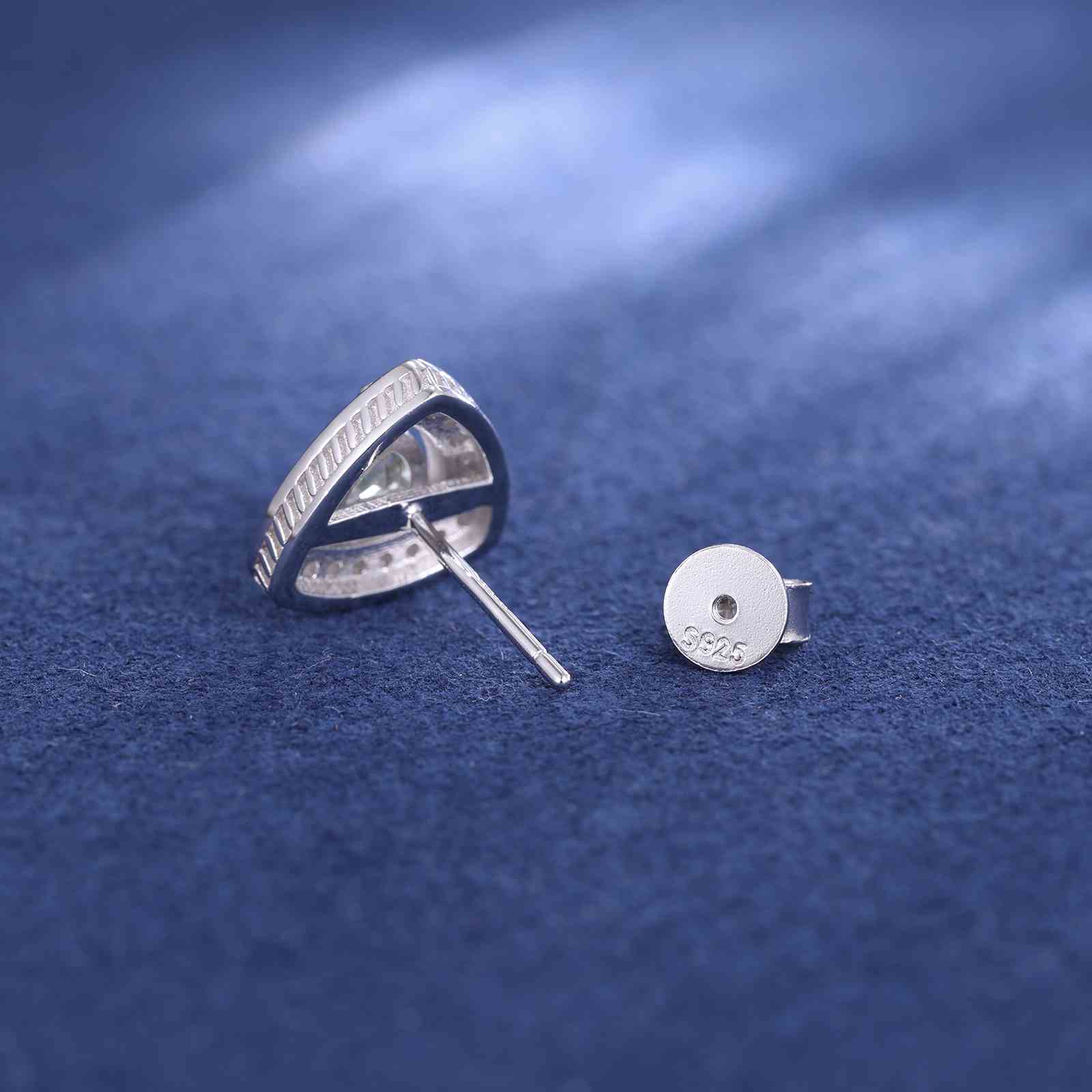 Triangle Color CZ Halo Stud Earring