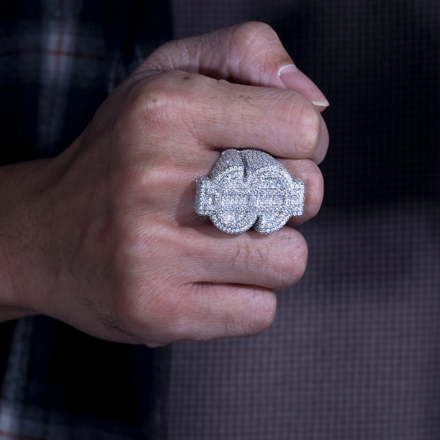 925 Silver Moissanite Dollar Sign Statement Ring for Men TQR0066
