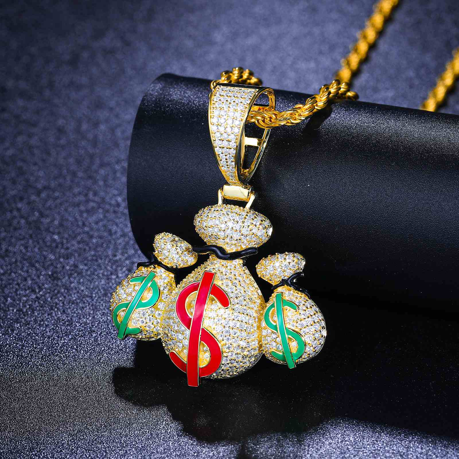 Three USD Dollar Money Bag Pendant