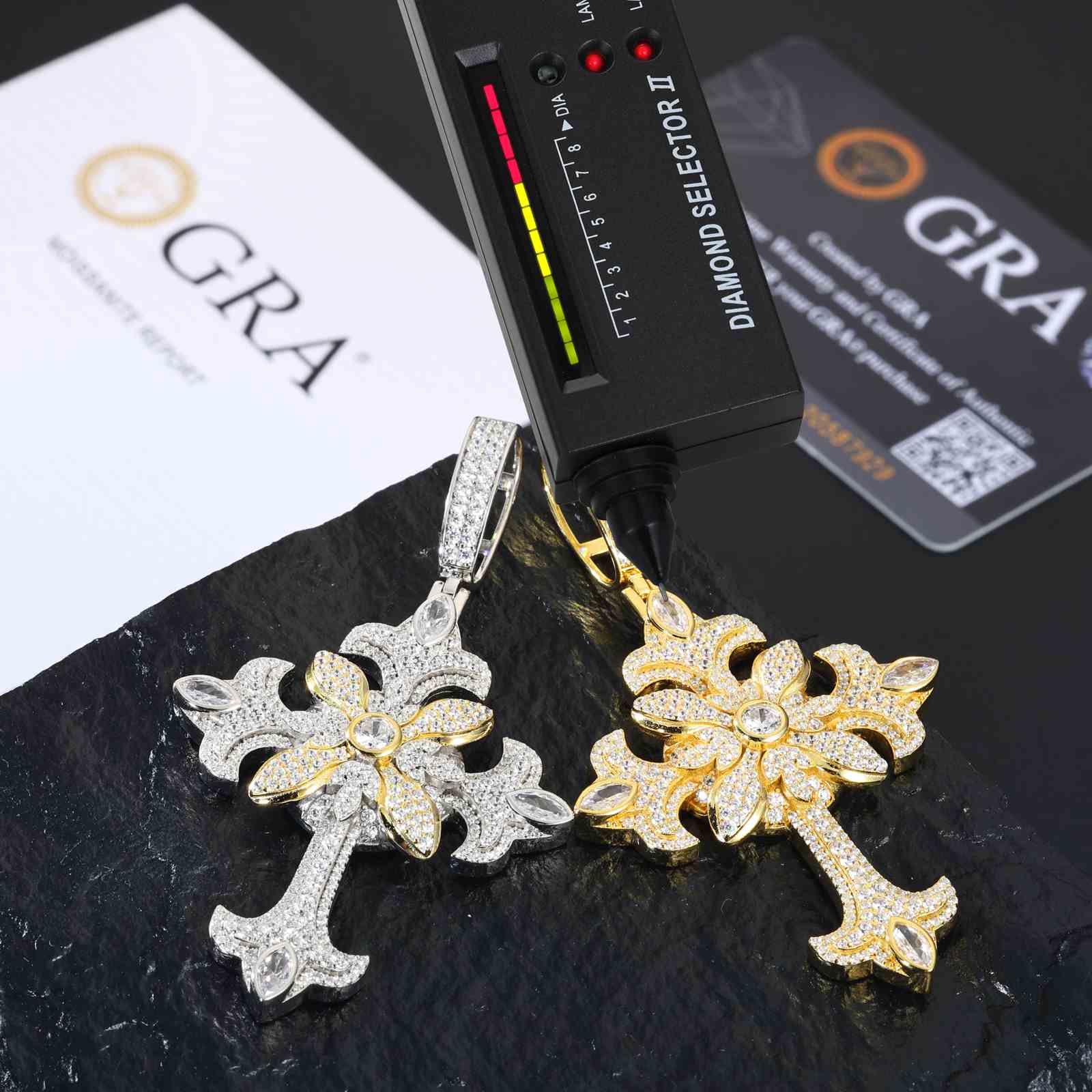 Marquise Cut Crocus Cross Pendant