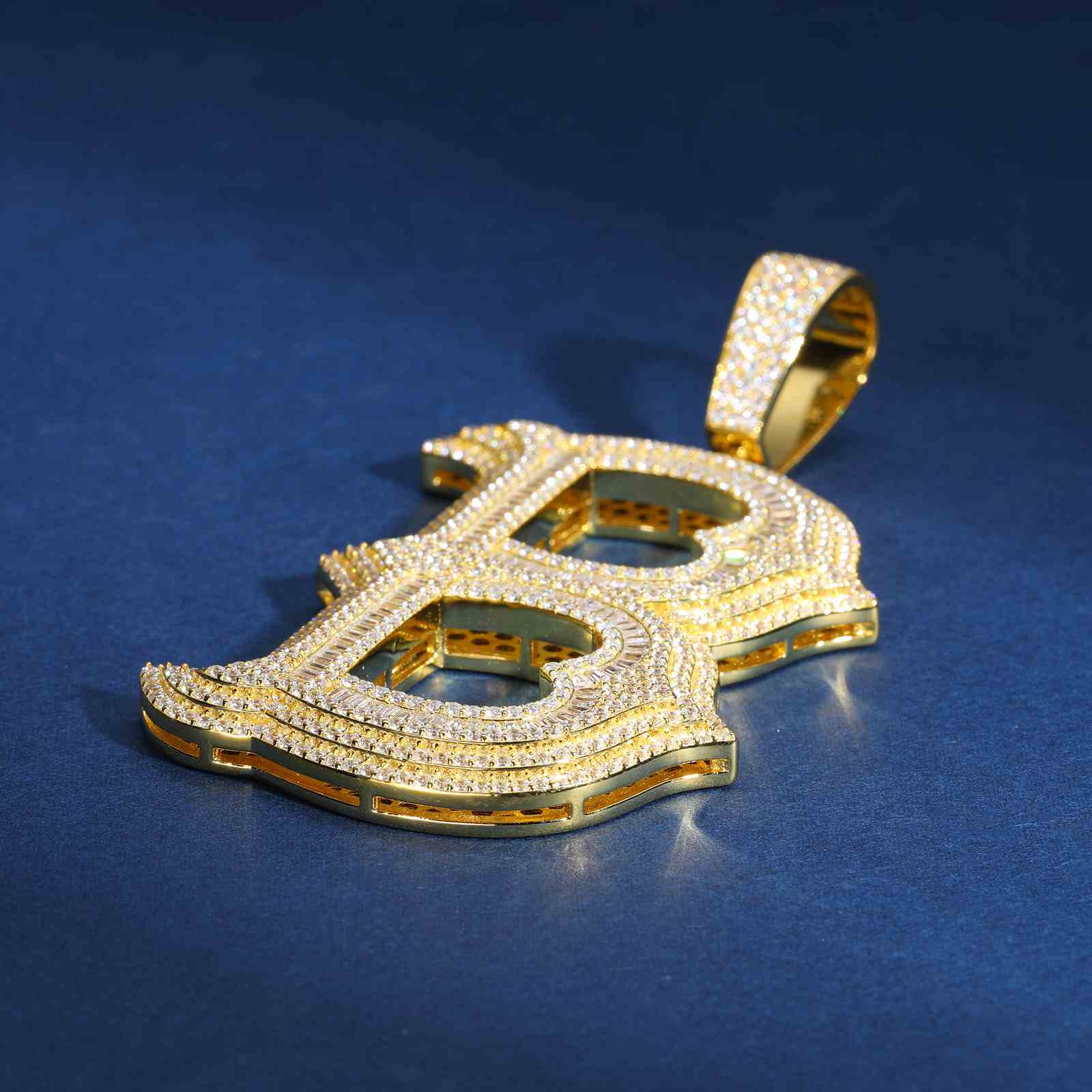 Big Size Baguette Diamond 26 Letters Pendant