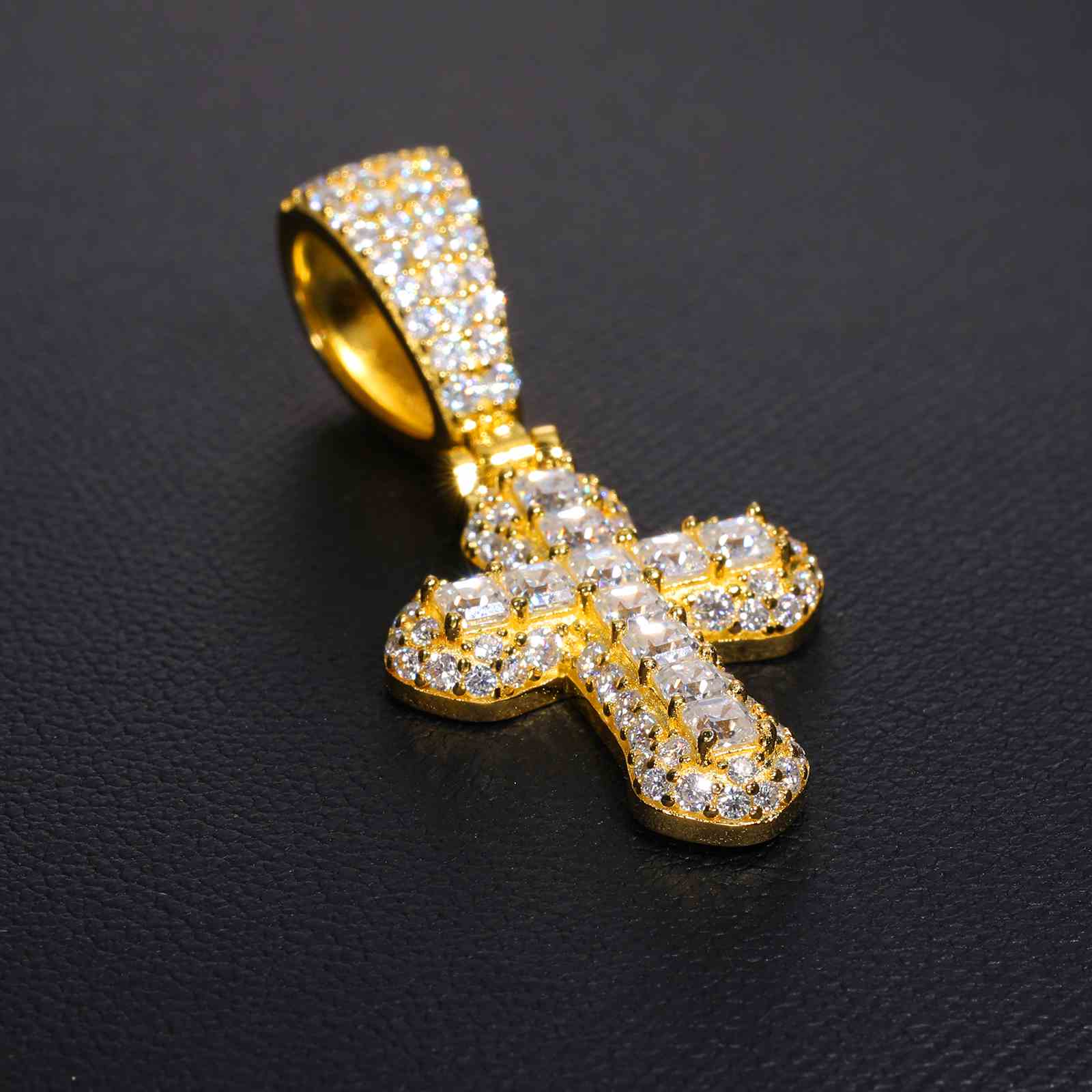 Micro Asscher Cut Cross Pendant