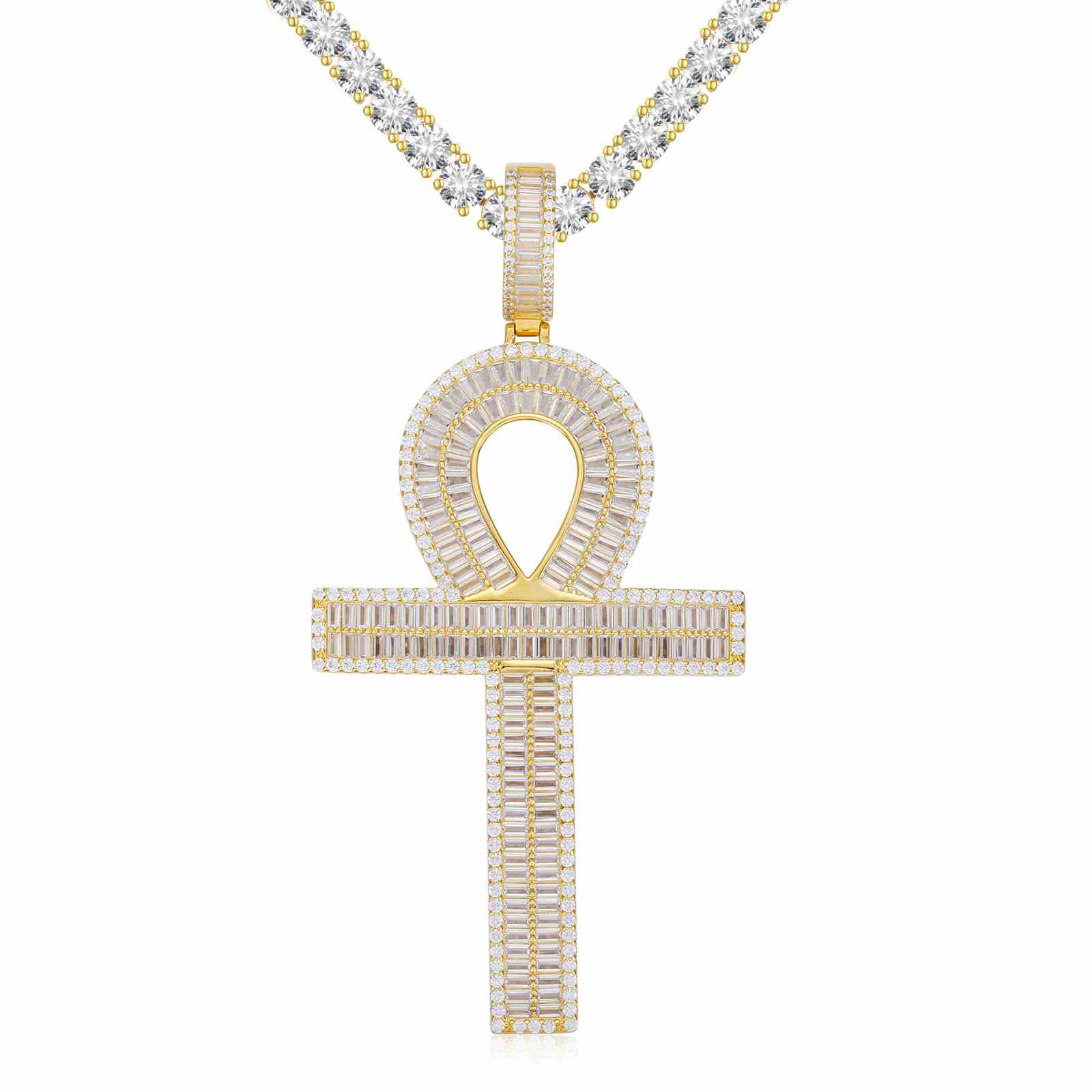 3 Size Baguette Ankh Cross Pendant