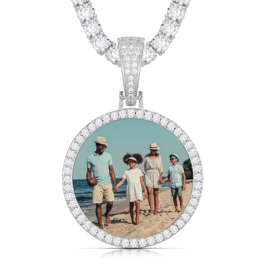 925 Silver Moissanite Iced Out Custom Photo Pendant TQP0082