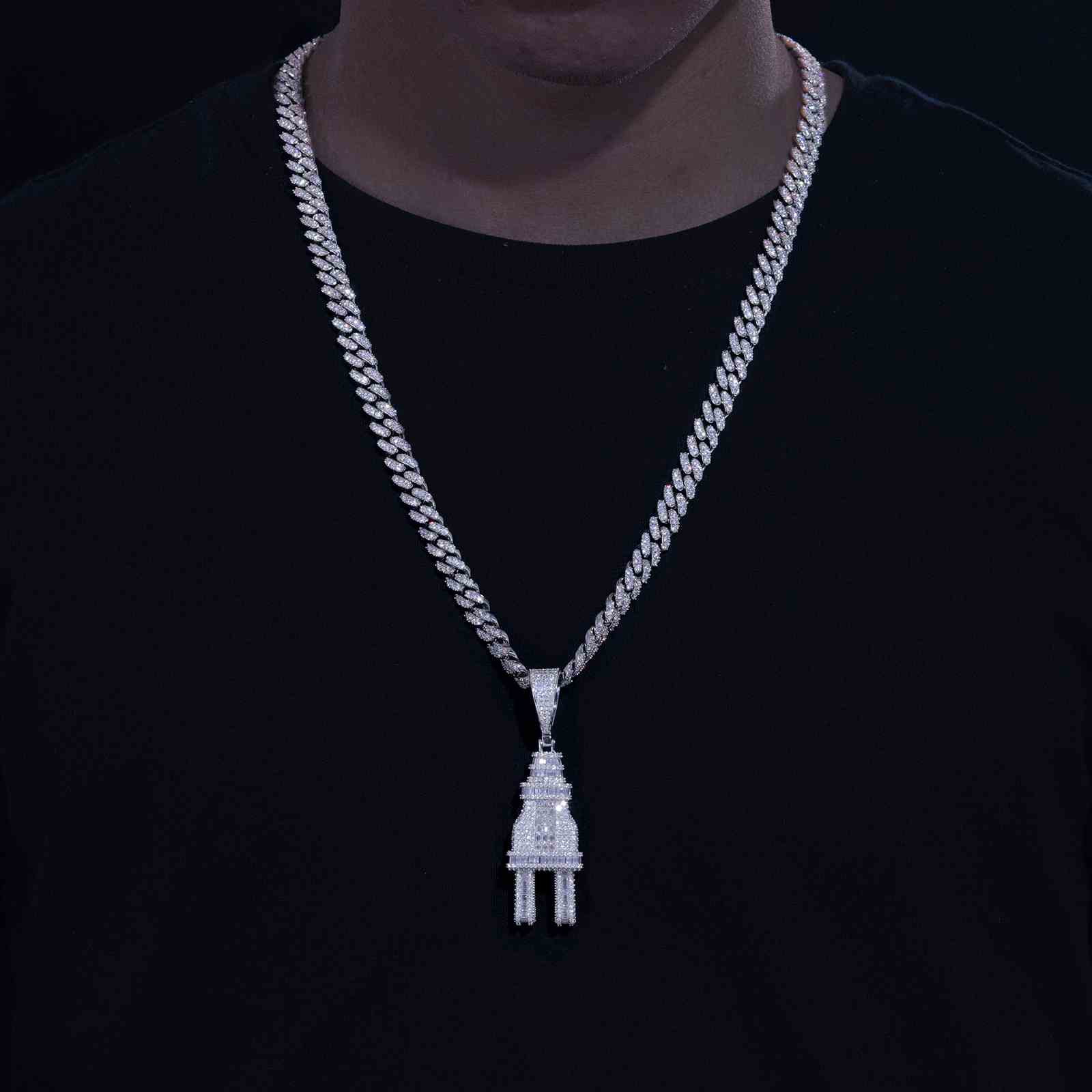 Iced Out Baguette Plug Pendant