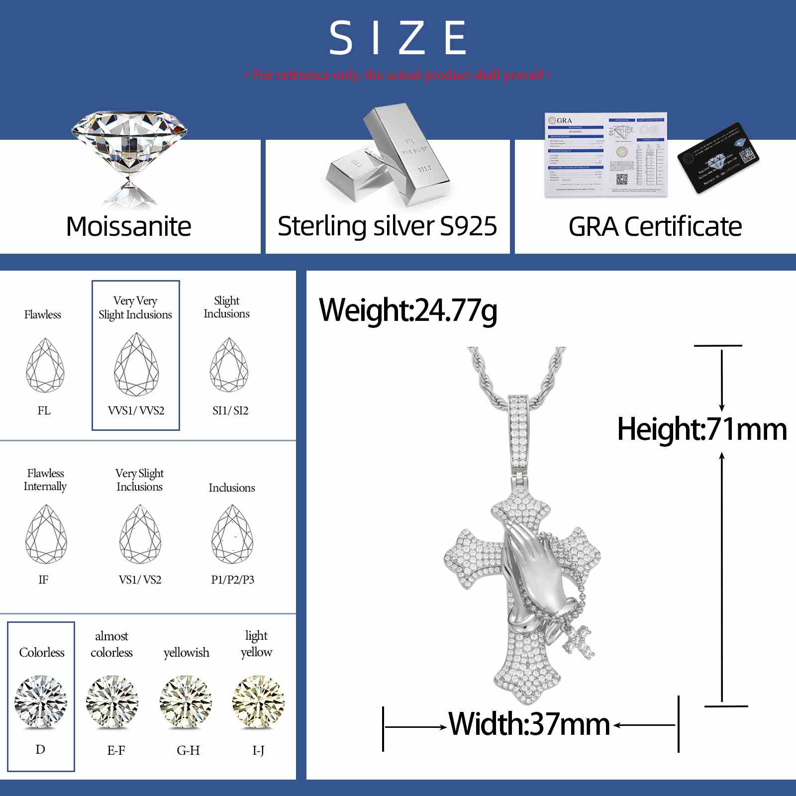 Iris Cross Pray Hands Link Small Cross Pendant