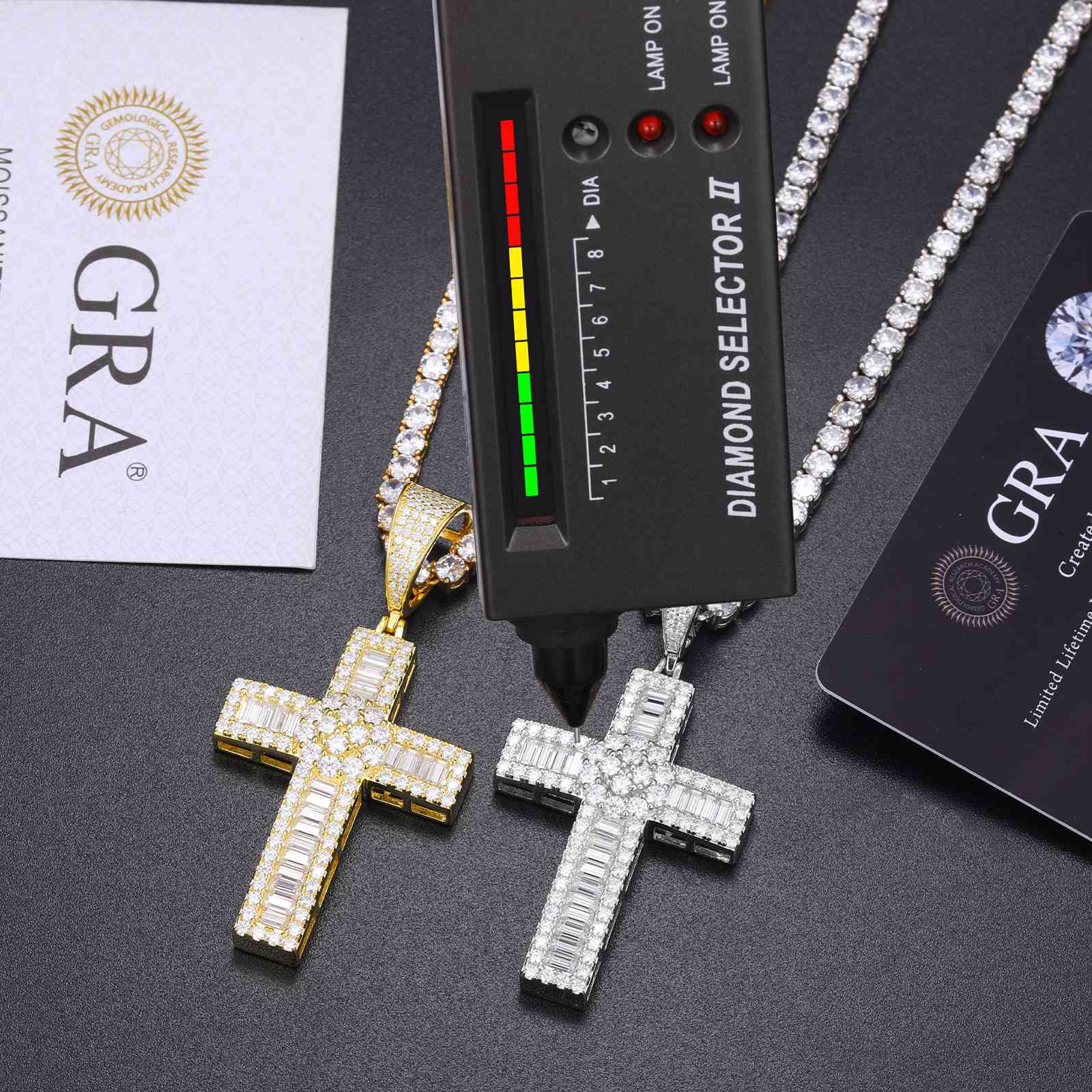 Flower Baguette Cross Pendant