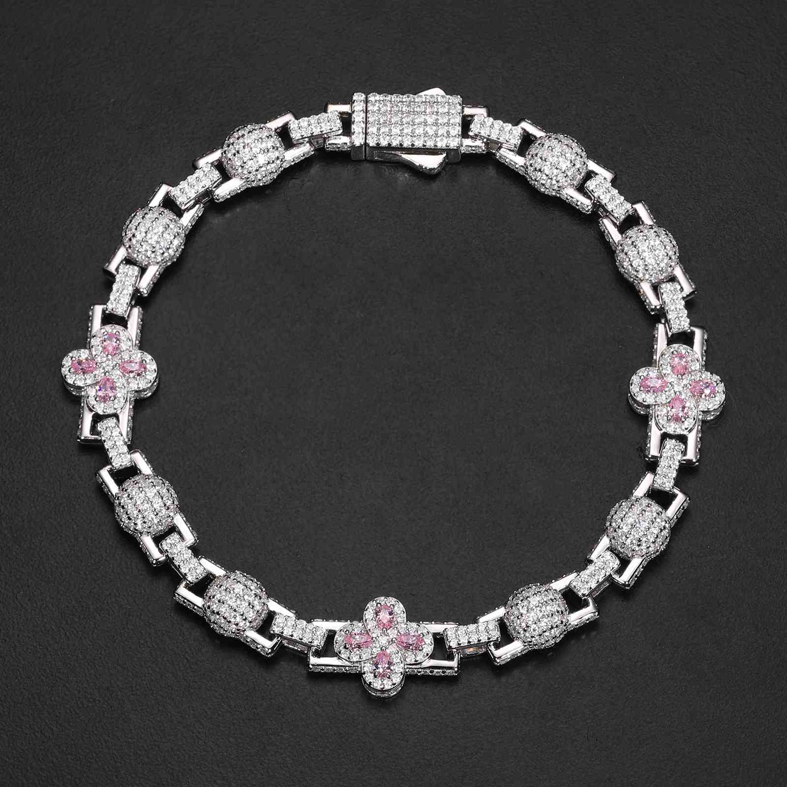 11mm Pear Cut CZ Four Leaf Clover Bracelet